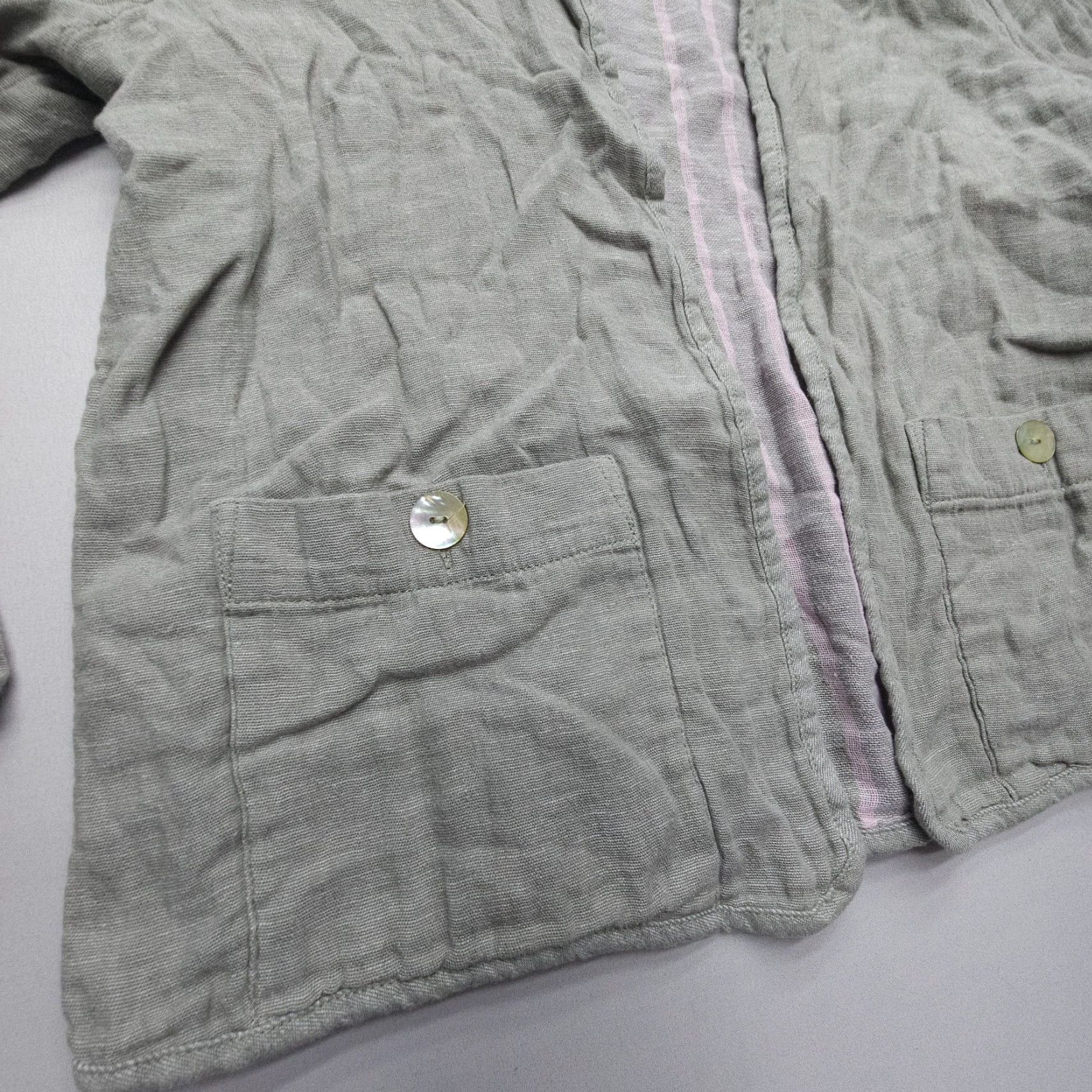 Talbots Talbots Open Jacket Womens Medium Green Linen Blend Casual Lightweight with Pockets Size M / US 6-8 / IT 42-44 - 6 Thumbnail