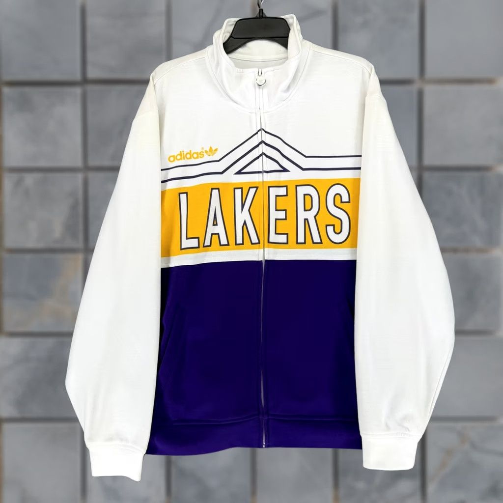 Adidas Originals Lakers Track Jacket 1XL White Purple Yellow Zip 5795a Mens, Men's