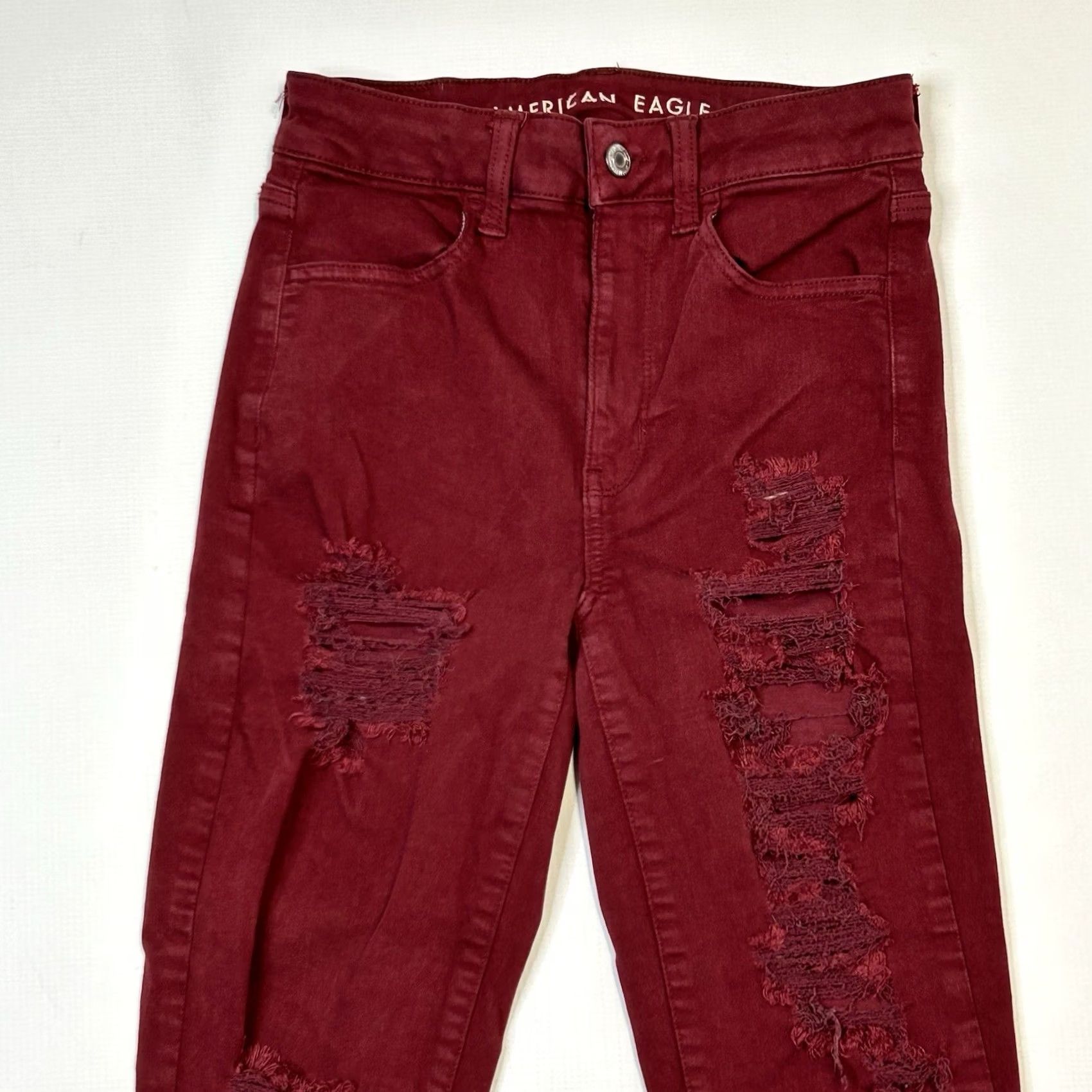 American Eagle Outfitters VINTAGE American Eagle Outfitters 4 Regular Burgundy Super Stretch Hi-Rise Jegging Shirt Womens Slim Red 90s Grunge 80s Jeans Size 27" / US 4 / IT 40 - 3 Thumbnail
