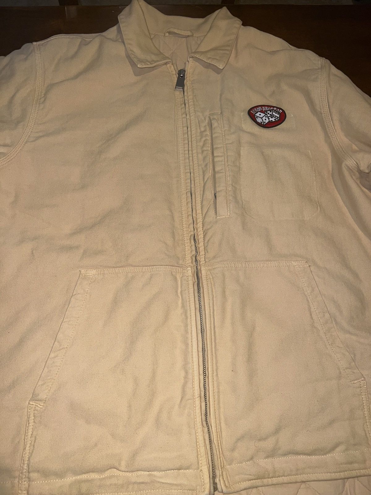 image of Heron Preston Patch Tape Canvas Jacket in Tan, Men's (Size 2XL)