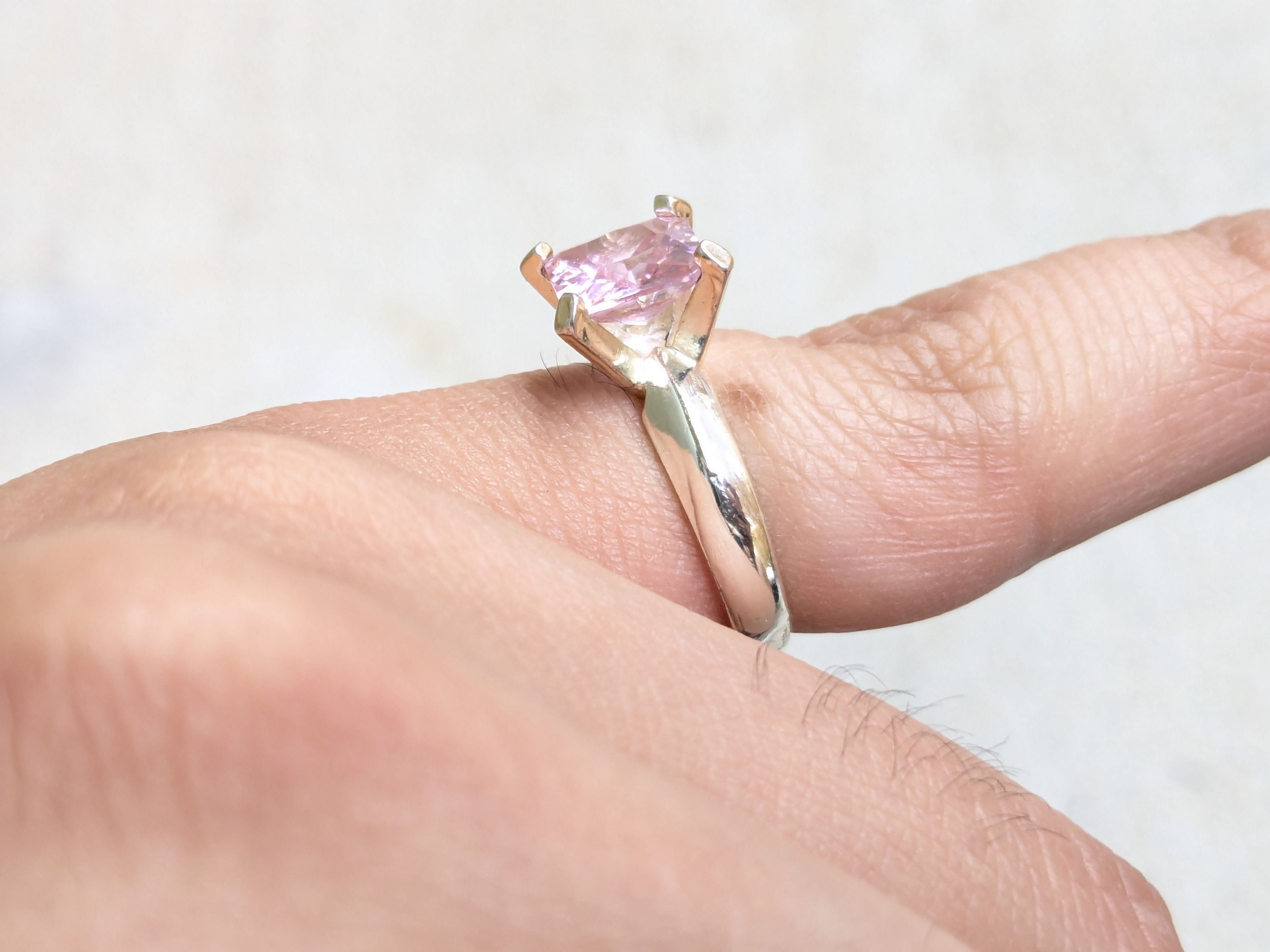 Jewelry Sterling Silver Ring Pink Topaz 6 Square Princess Cut Band Size ONE SIZE - 11 Thumbnail