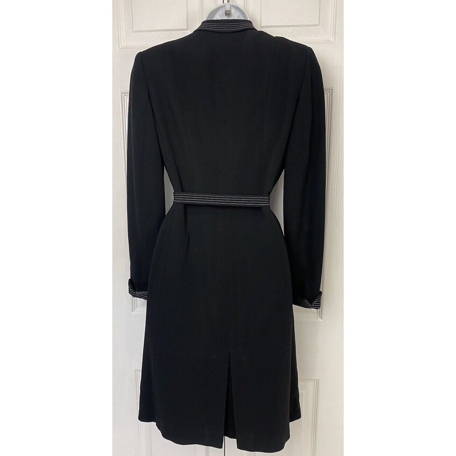 Ann Taylor Ann Taylor Coat Dress 4P Black Collared Button Down Belted Size S / US 4 / IT 40 - 3 Thumbnail