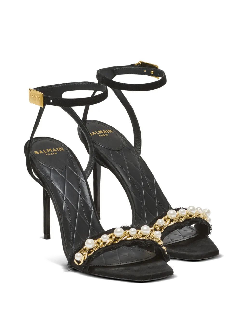 Balmain o1s1wg111225 110mm Suede Sandals in Black Size US 9 / IT 39 - 2 Thumbnail