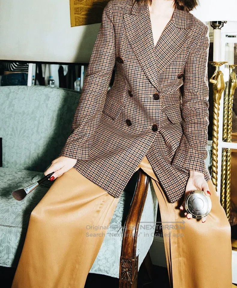 Balenciaga Balenciaga Classic Plaid Brown Hourglass Coat Size XXS / US 00 / IT 34 - 7 Thumbnail