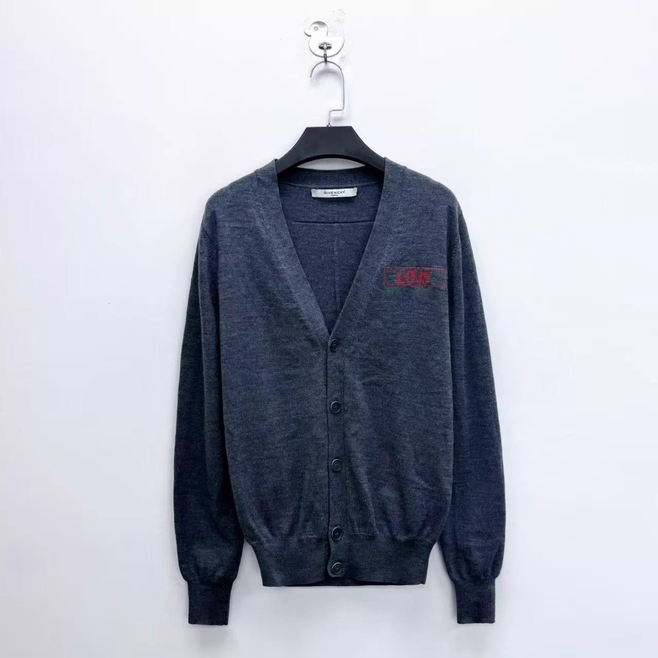 Givenchy Givenchy Gray Box Logo Wool Knit Cardigan S Size US S / EU 44-46 / 1 - 1 Thumbnail