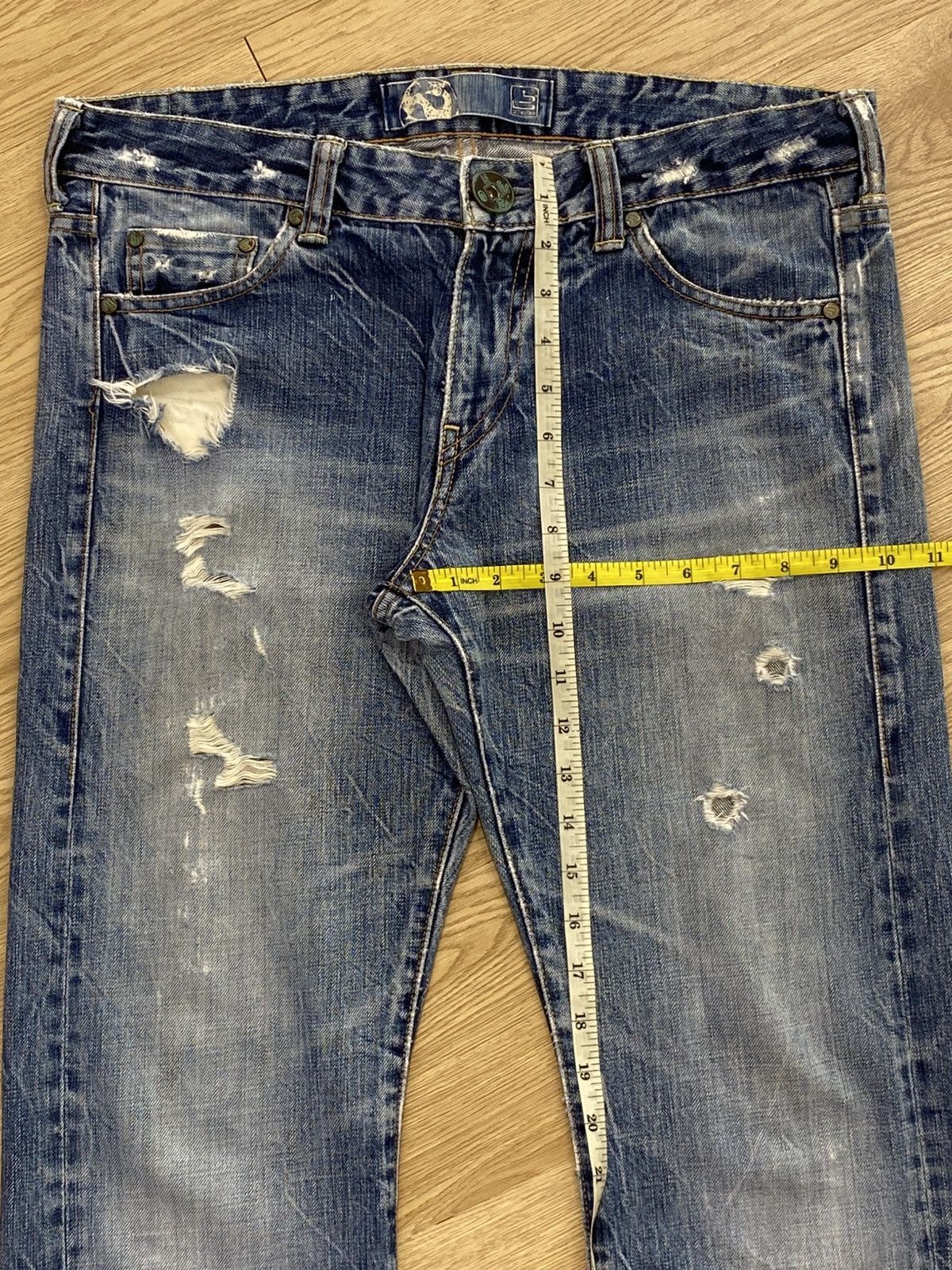 Japanese Brand Japanese Brand Distressed Acid Blue Wash Style Size US 34 / EU 50 - 10 Thumbnail