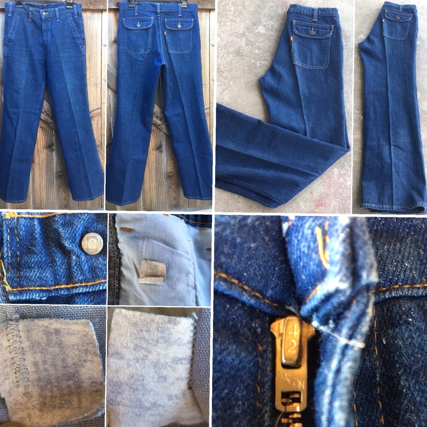 Denime Vintage Levis Selvedge Denim Jeans Talon 42 Zipper Sz 32 31.5 Waist Hippy Denim Blue 1970s Mens Womens Jeans Size US 30 / EU 46 - 6 Thumbnail