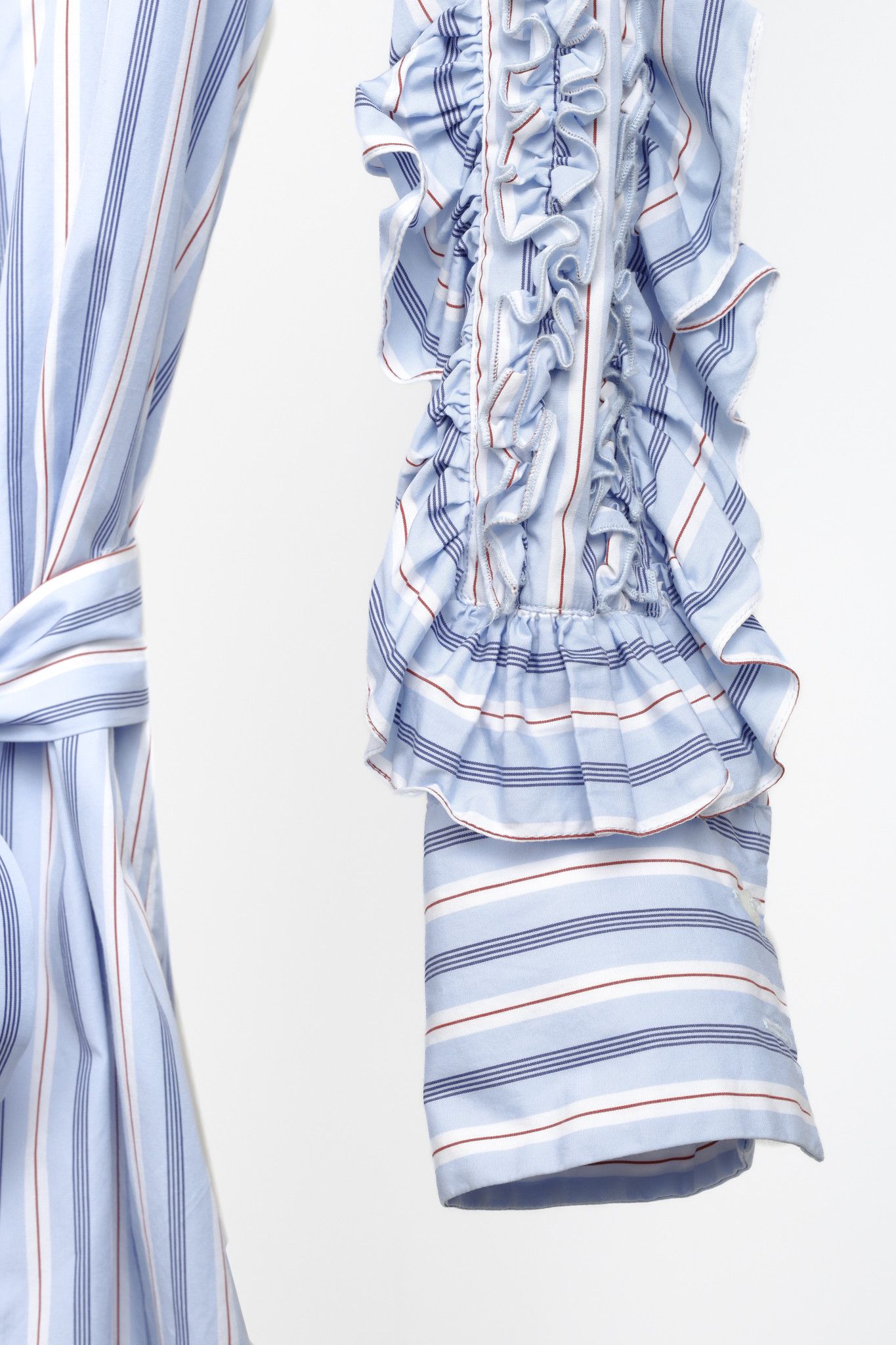 MSGM MSGM Milano Blue Striped Ruffled Arm Shirtdress Size M / US 6-8 / IT 42-44 - 6 Thumbnail