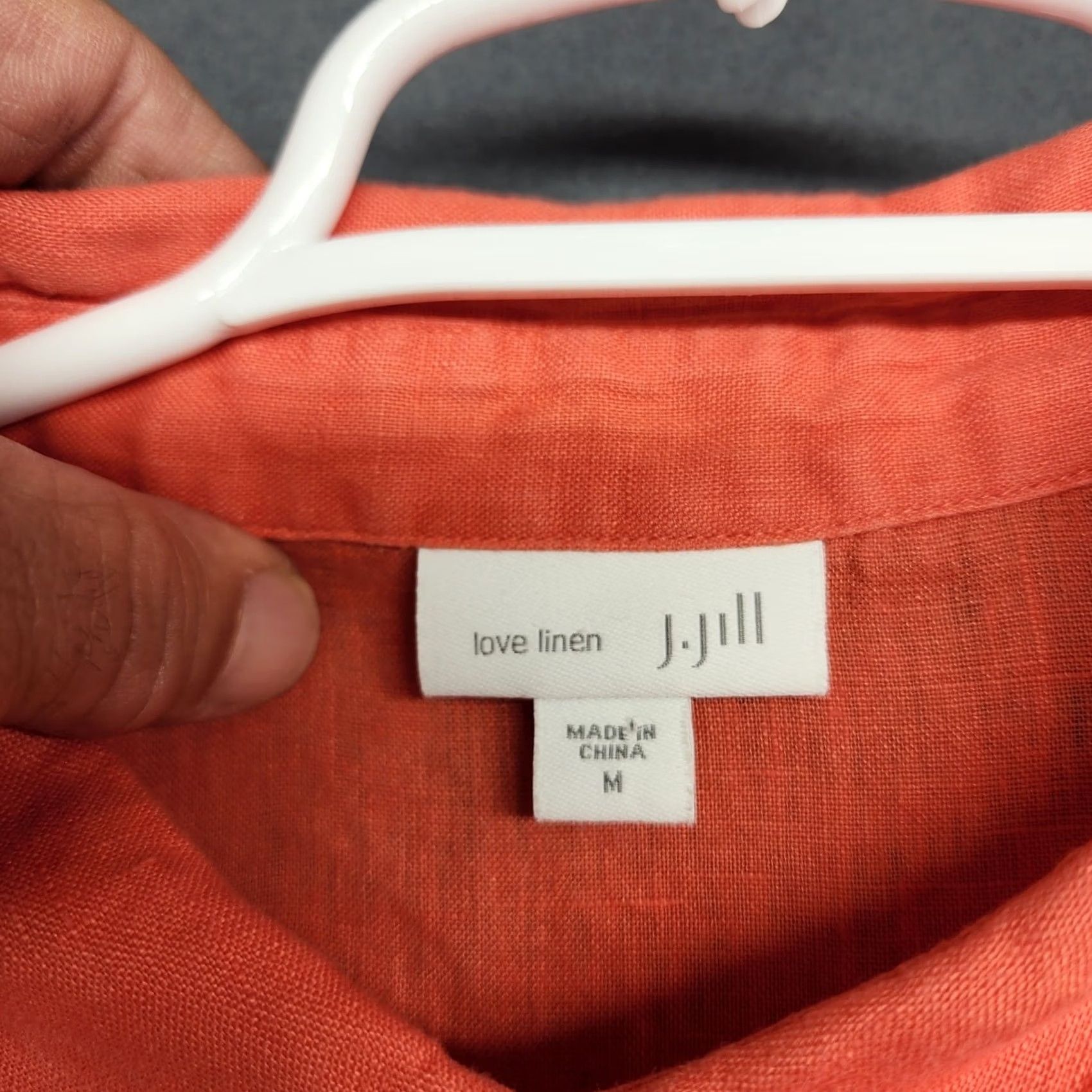 J. Jill J Jill Love Linen Top Women Medium Long Sleeve Button-Up Salmon Pink Lagenlook Shirt Mens? Size M / US 6-8 / IT 42-44 - 3 Thumbnail