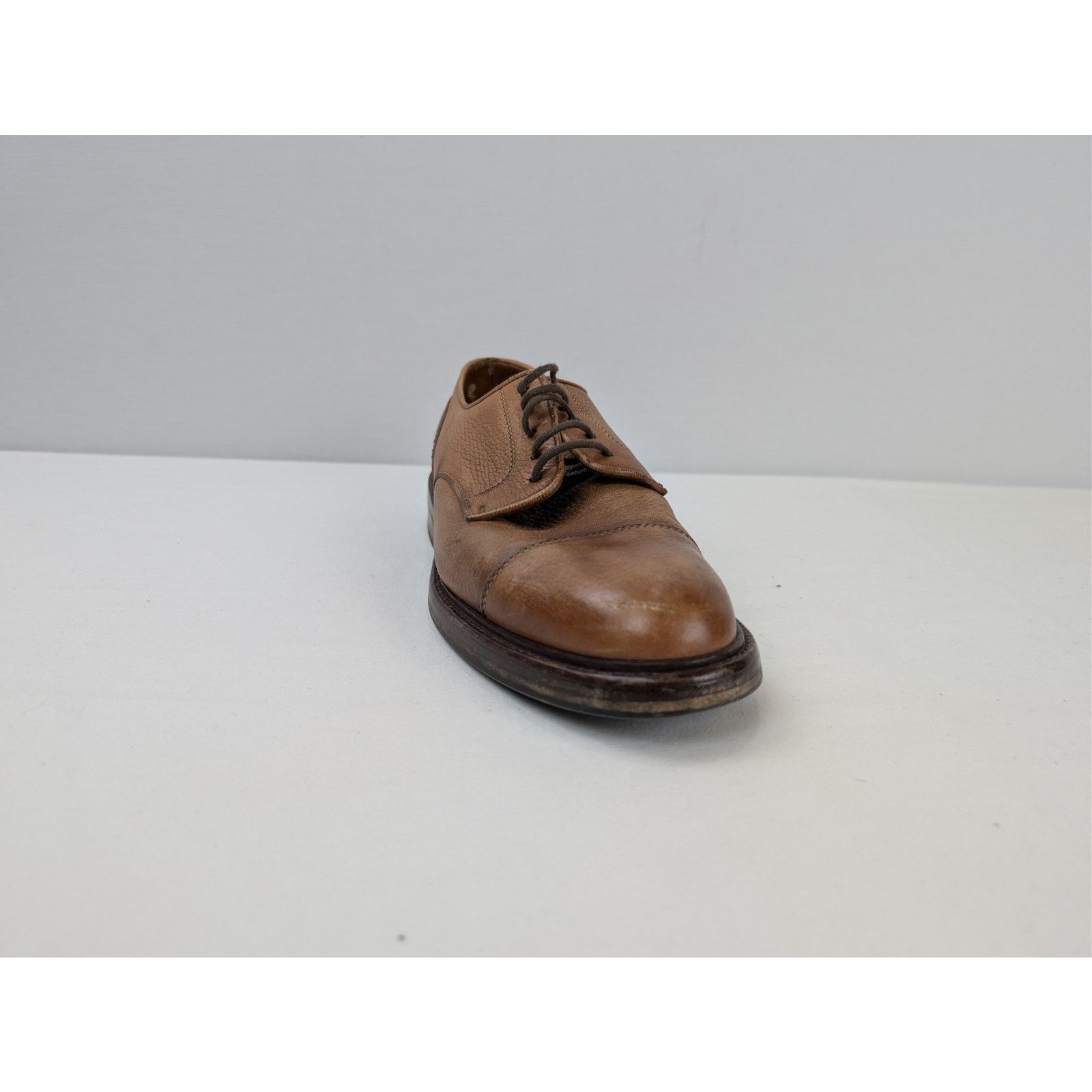 Brunello Cucinelli o1rshd1 CC20 men's brown grain leather cap-toe derby shoes Size US 10 / EU 43 - 2 Thumbnail