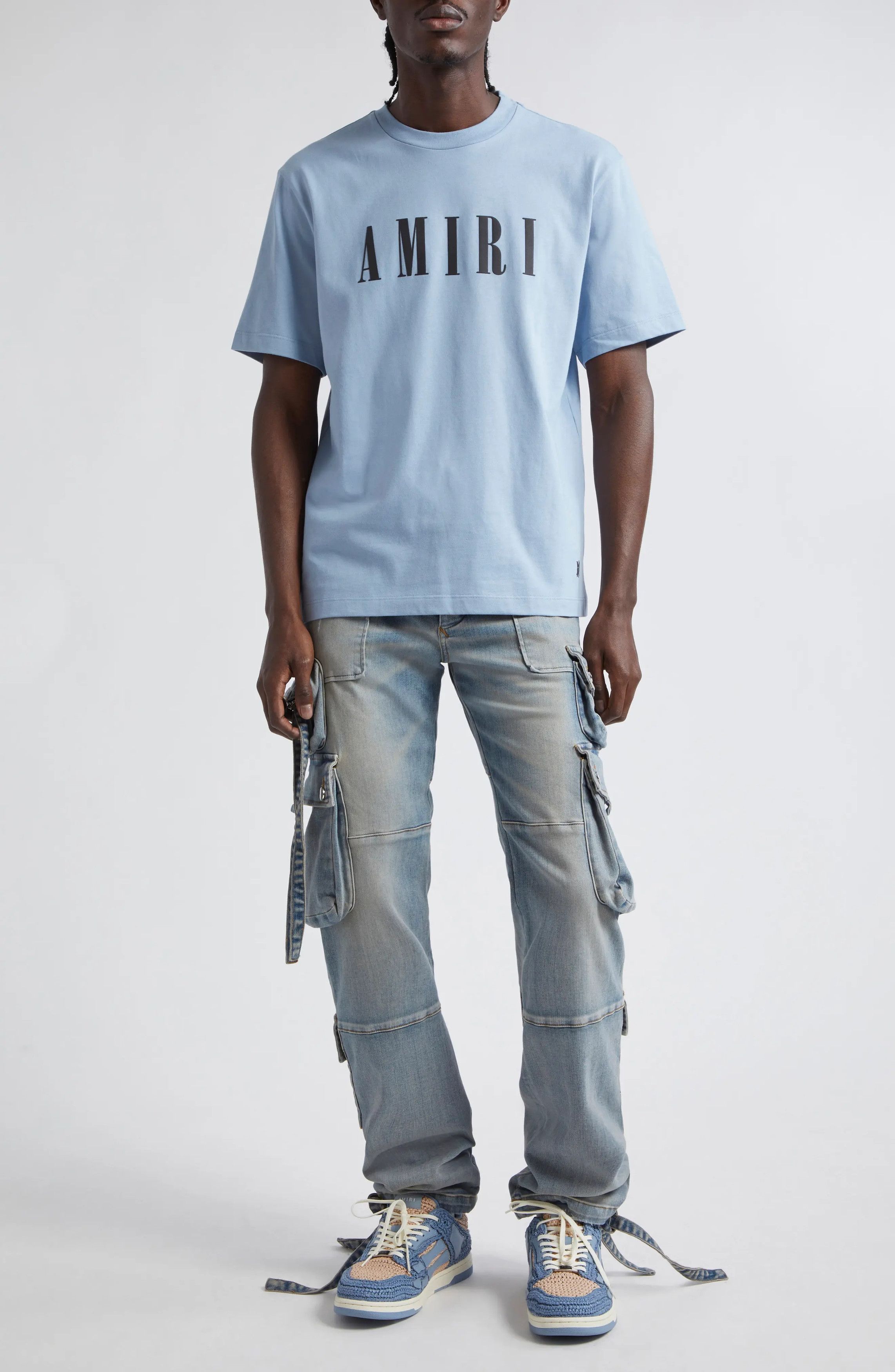 Amiri o1s1wg110425 Tactical Distressed Cargo Jeans in Blue Size US 32 / EU 48 - 3 Thumbnail