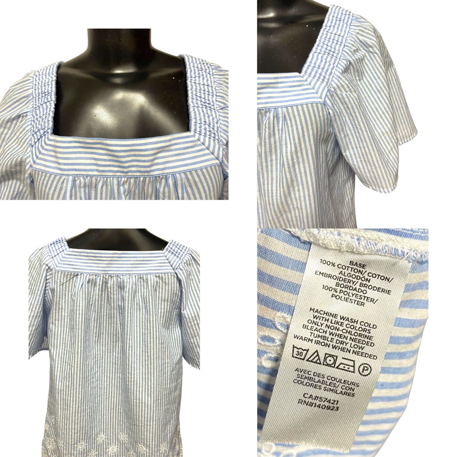 Loft Loft Shirt Women XS Flowy Striped Embroidered Blue White Womens Size XS / US 0-2 / IT 36-38 - 8 Thumbnail