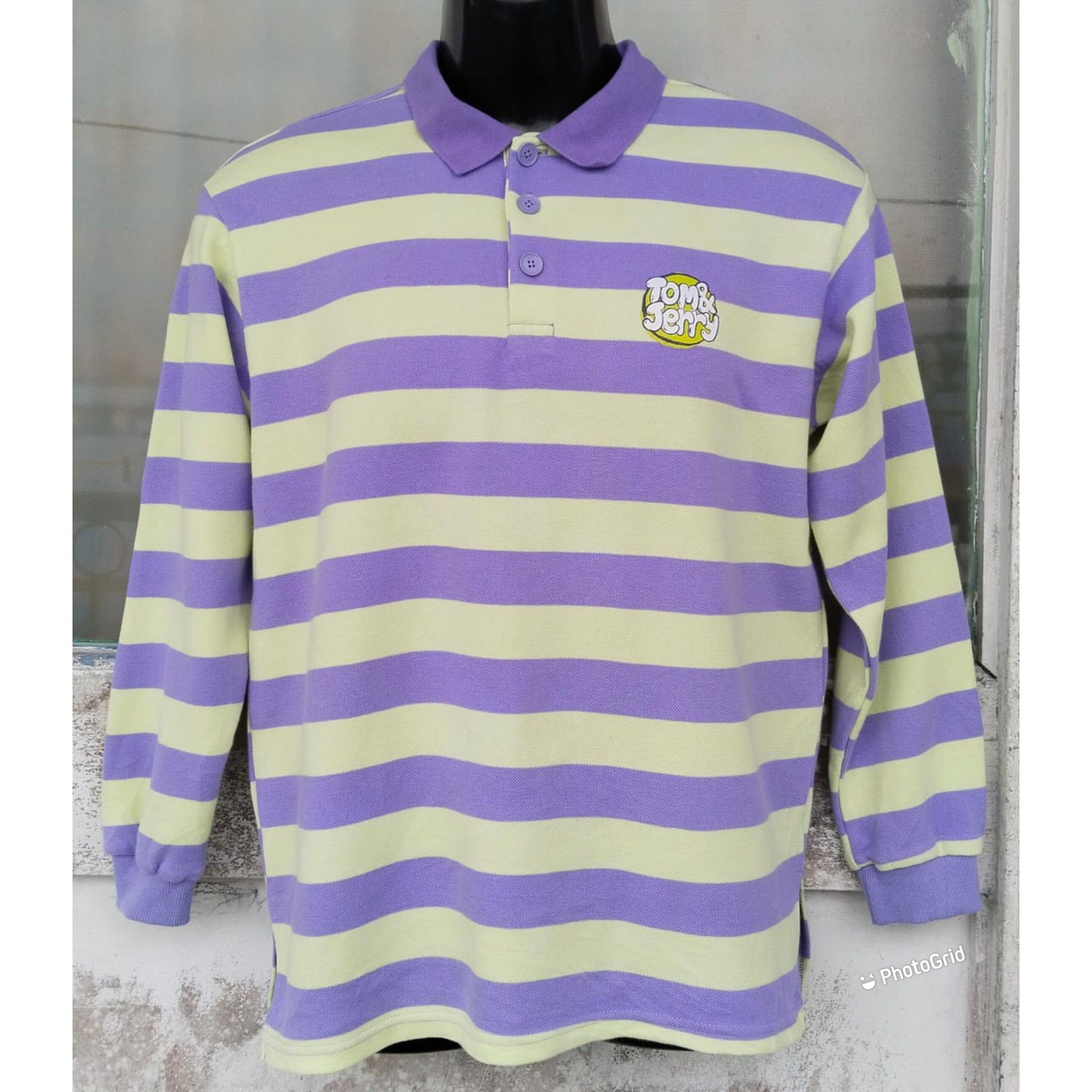 Cartoon Network Tom And Jerry Stripe Long Sleeve Polo Shirt Size US M / EU 48-50 / 2 - 1 Thumbnail