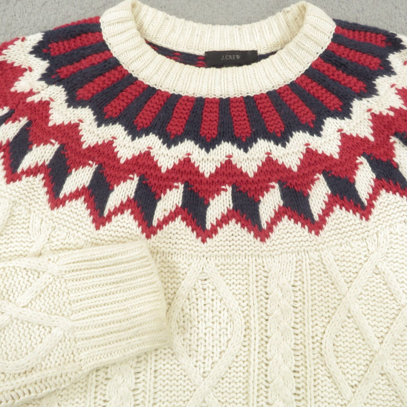 J.Crew VINTAGE J.CREW Sweater Mens Medium Cream Merino Cotton Blend Cableknit Fisherman Holidays Christmas Nautical 90s Man Clothing Mens Size US M / EU 48-50 / 2 - 2 Thumbnail
