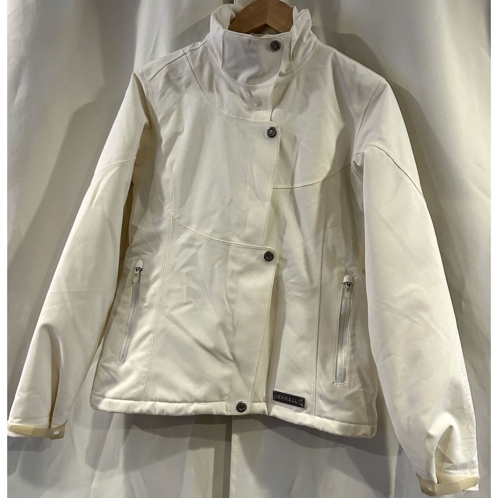 Merrell Merrell NADA Jacket Women’s Size S White/Cream Nylon Polyester Travel All Seasons Rain Coat Zip Snap Long Sleeve Mid-Length Size S / US 4 / IT 40 - 5 Thumbnail