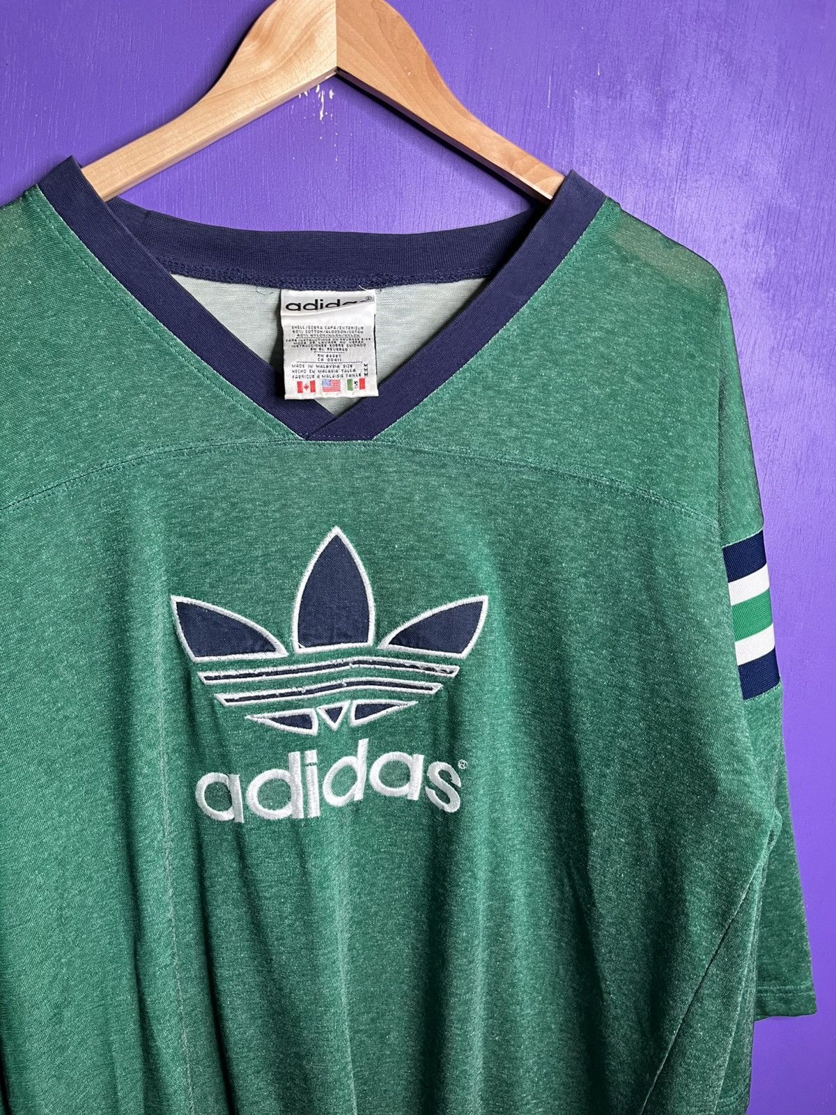 Adidas × Vintage Vintage 90s Adidas hockey style long-sleeve jersey Size US L / EU 52-54 / 3 - 3 Thumbnail