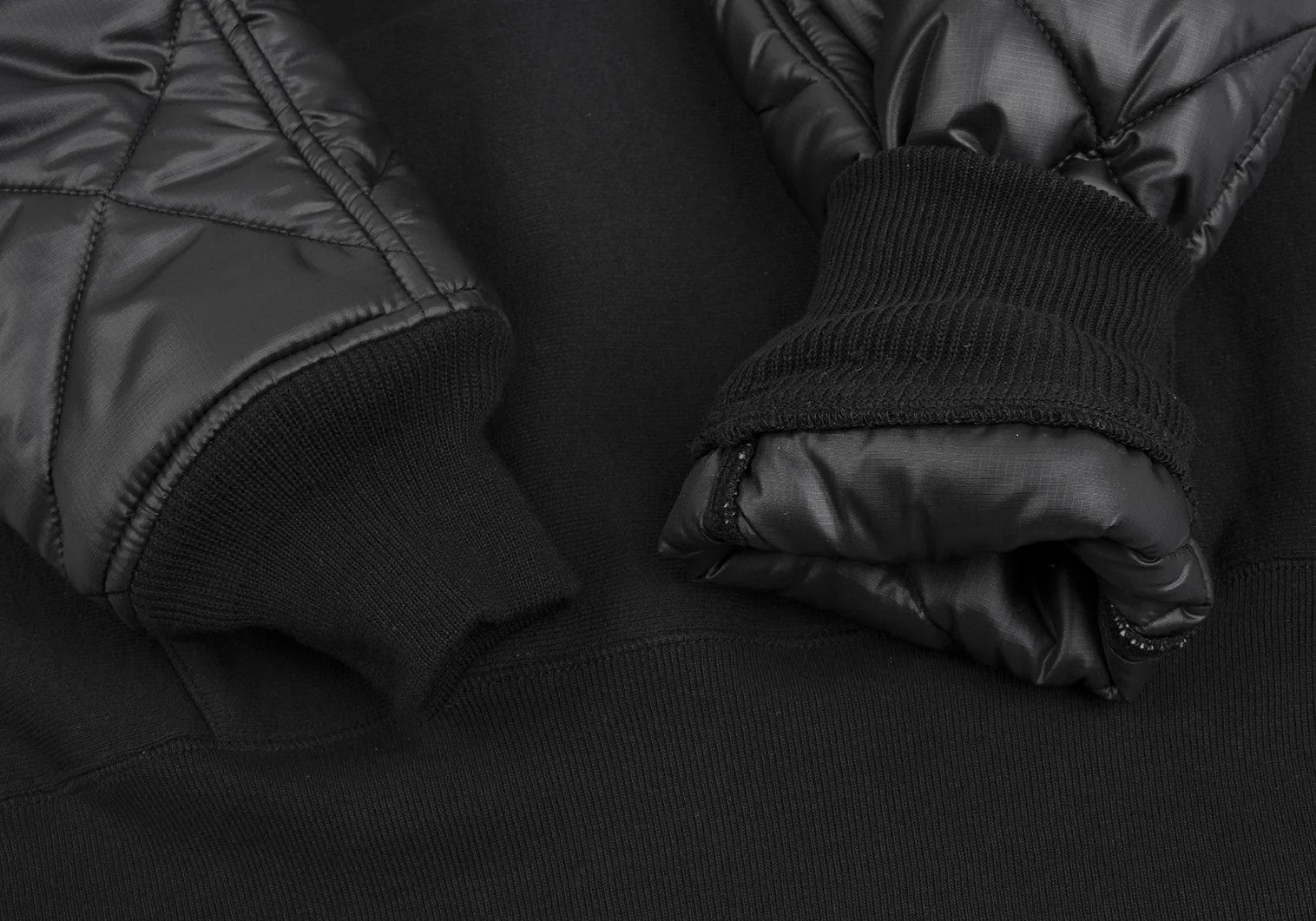 Junya Watanabe Black Quilted Sleeve Custom Sweatshirt Parka M Size US M / EU 48-50 / 2 - 9 Thumbnail