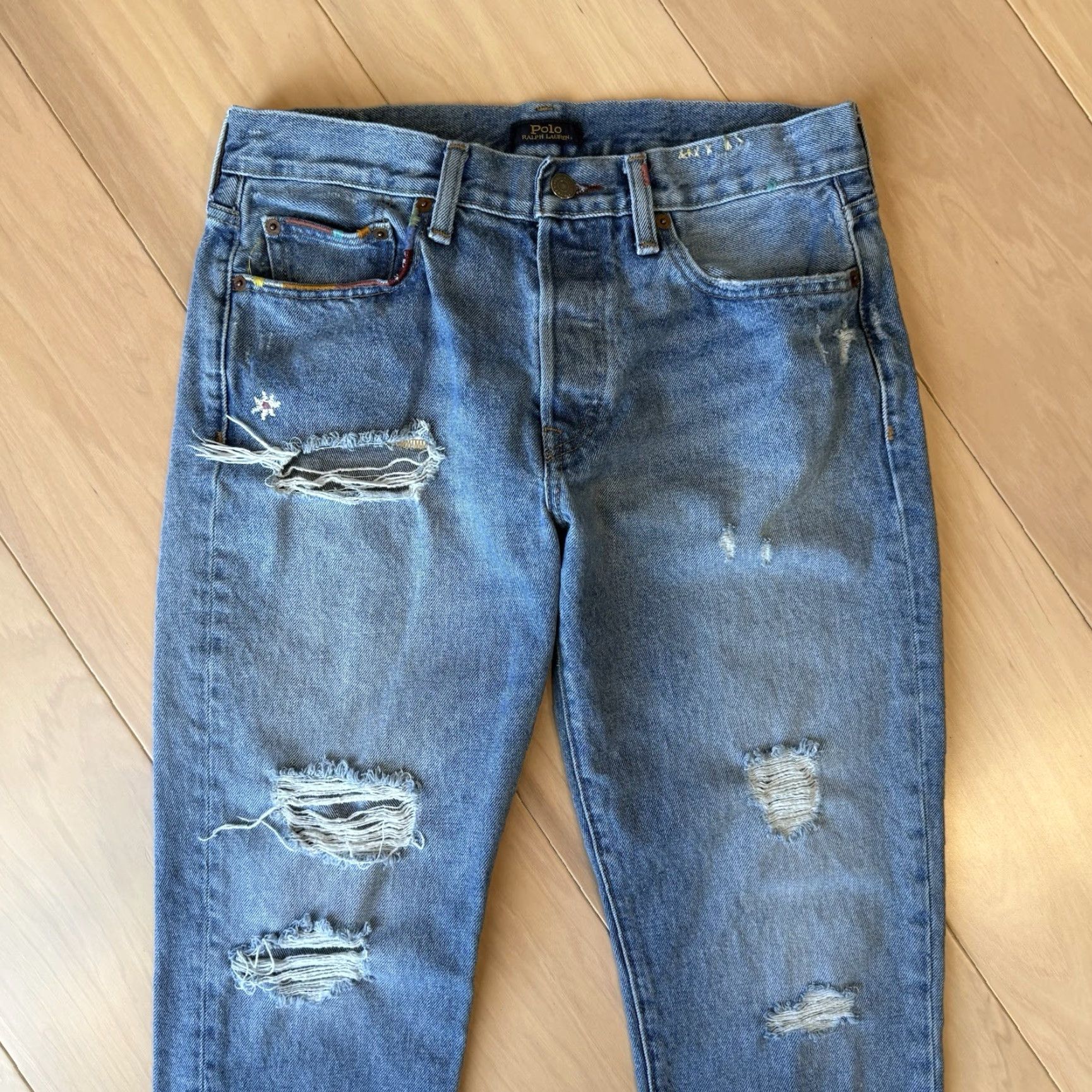 Polo Ralph Lauren VINTAGE Polo Ralph Lauren Jeans Women 30 Blue Avery Boyfriend Distressed New York RRL Size 30" / US 8 / IT 44 - 3 Thumbnail