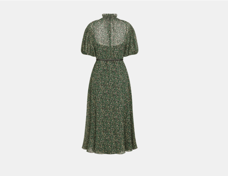 Dior o1w1db10925 441R36 Midi Dress in Green Size L / US 10 / IT 46 - 2 Thumbnail