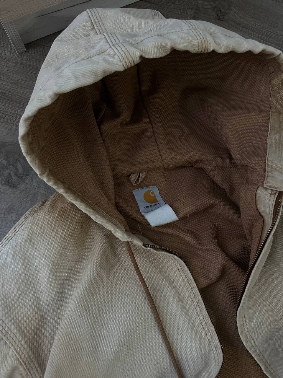 Carhartt × Carhartt Wip × Vintage Vintage Carhartt Active Detroit Denim Beige Faded Jacket Size L / US 10 / IT 46 - 12 Thumbnail