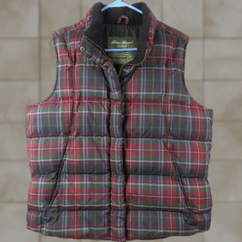 Eddie Bauer Eddie Bauer Vest Women's XL Multicolor Plaid Down Quilted Zip Short Mid-Length Puffer Vest Winter Casual Size XL / US 12-14 / IT 48-50 - 1 Thumbnail