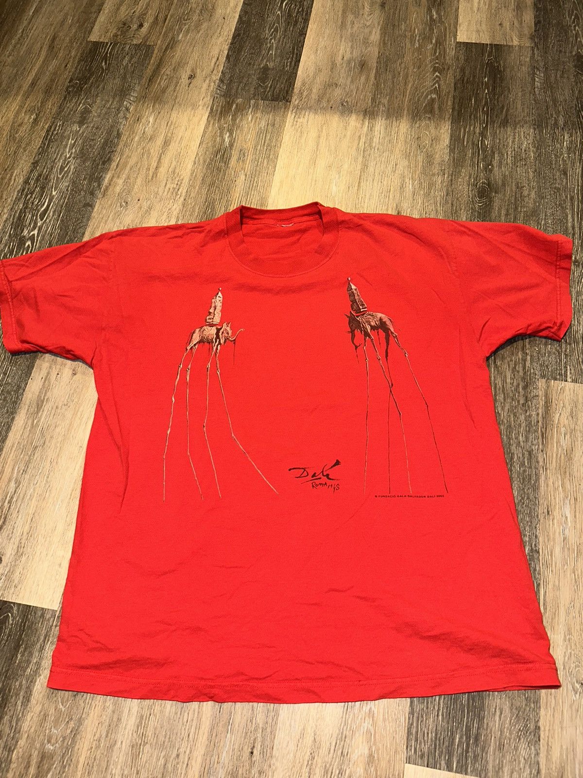 image of 2002 Salvador Dali The Elephants Art Tee in Red, Men's (Size XL)