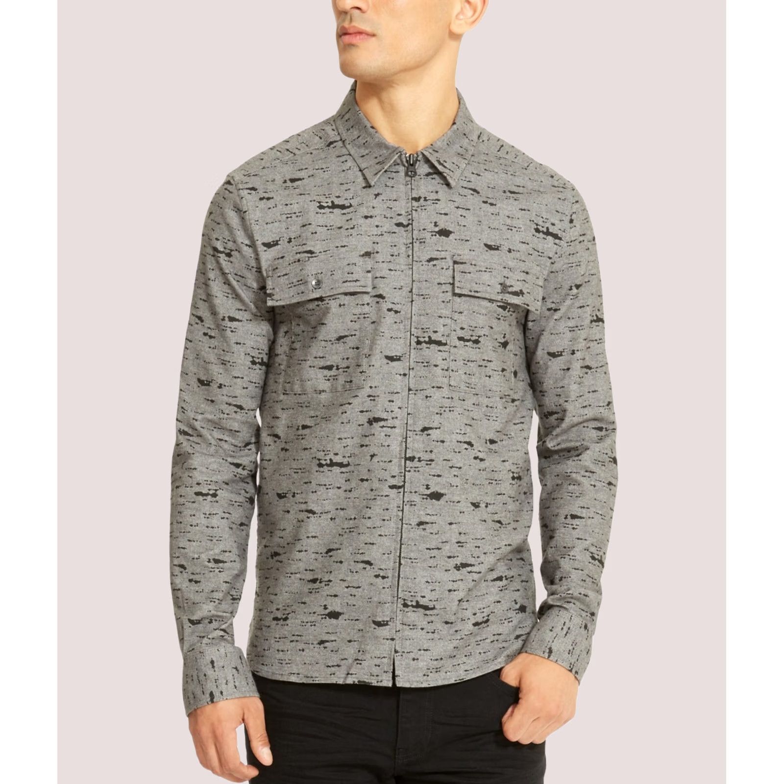 Kenneth Cole Kenneth Cole Mens Button Up Shirt Grey Small Zip-Front Printed Size US S / EU 44-46 / 1 - 1 Preview