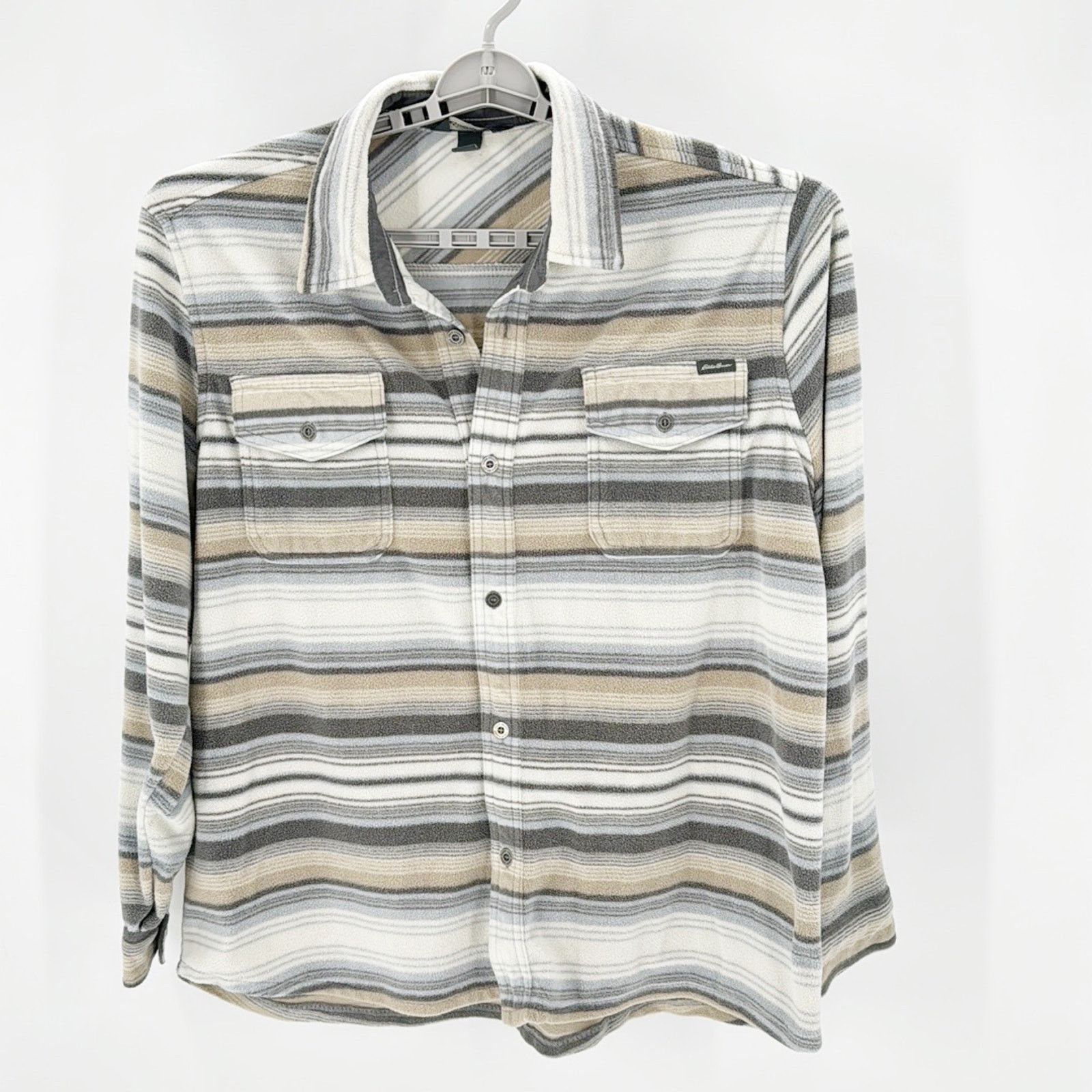 Eddie Bauer Eddie Bauer blue cream micro fleece button down shirt Size US XL / EU 56 / 4 - 1 Thumbnail