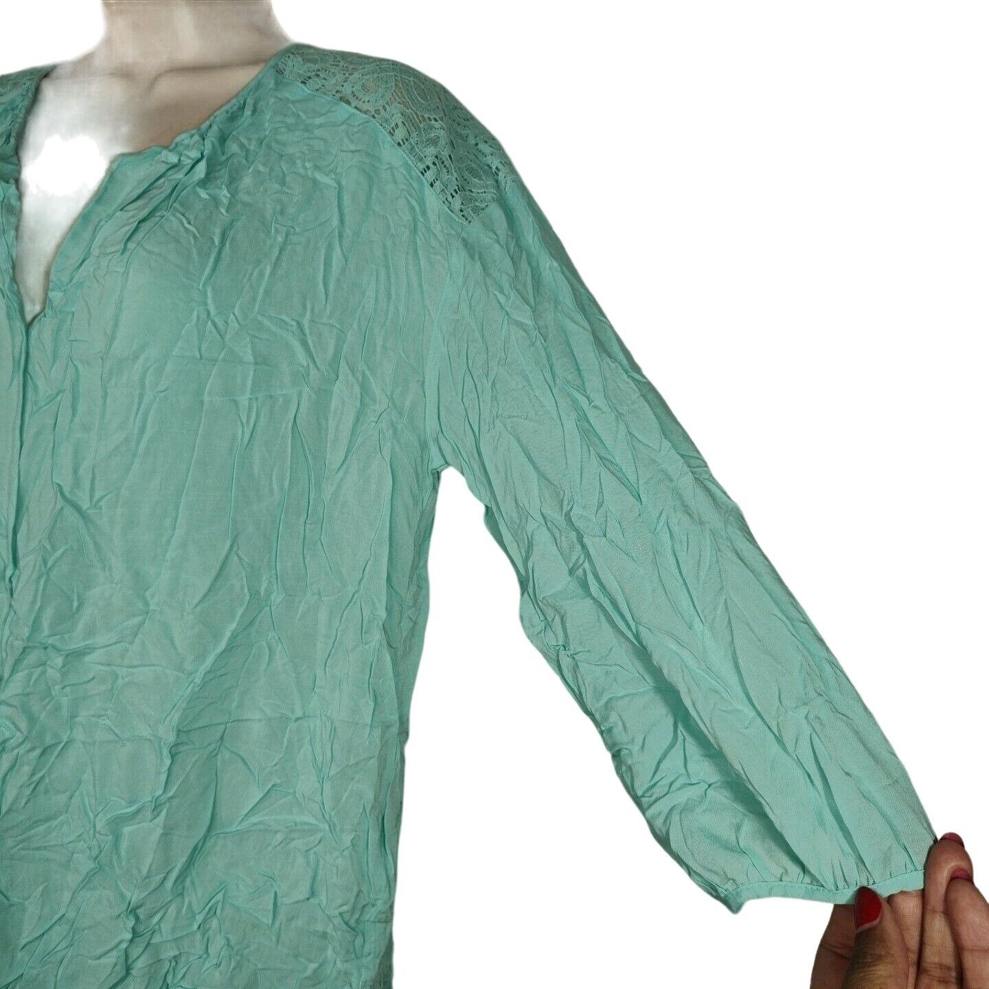 Other Stylus Tunic Top V-neck Women Size L Blue 3/4 Sleeve Lace Size L / US 10 / IT 46 - 2 Thumbnail