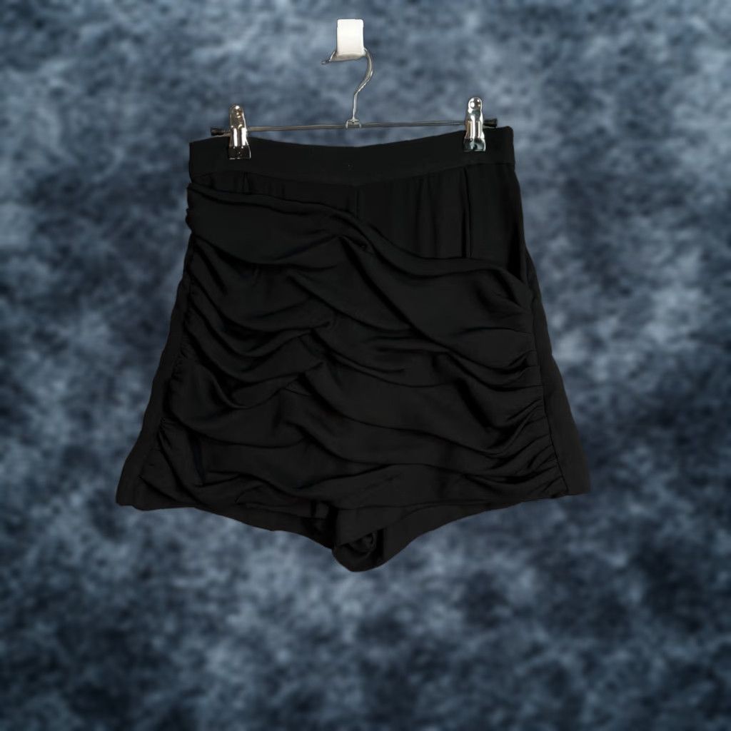 Sandro Sandro Paris Luiza Black Ruched Crepe High-Waisted Shorts Womens Size 36 Size 25" / US 0 / IT 36 - 1 Thumbnail
