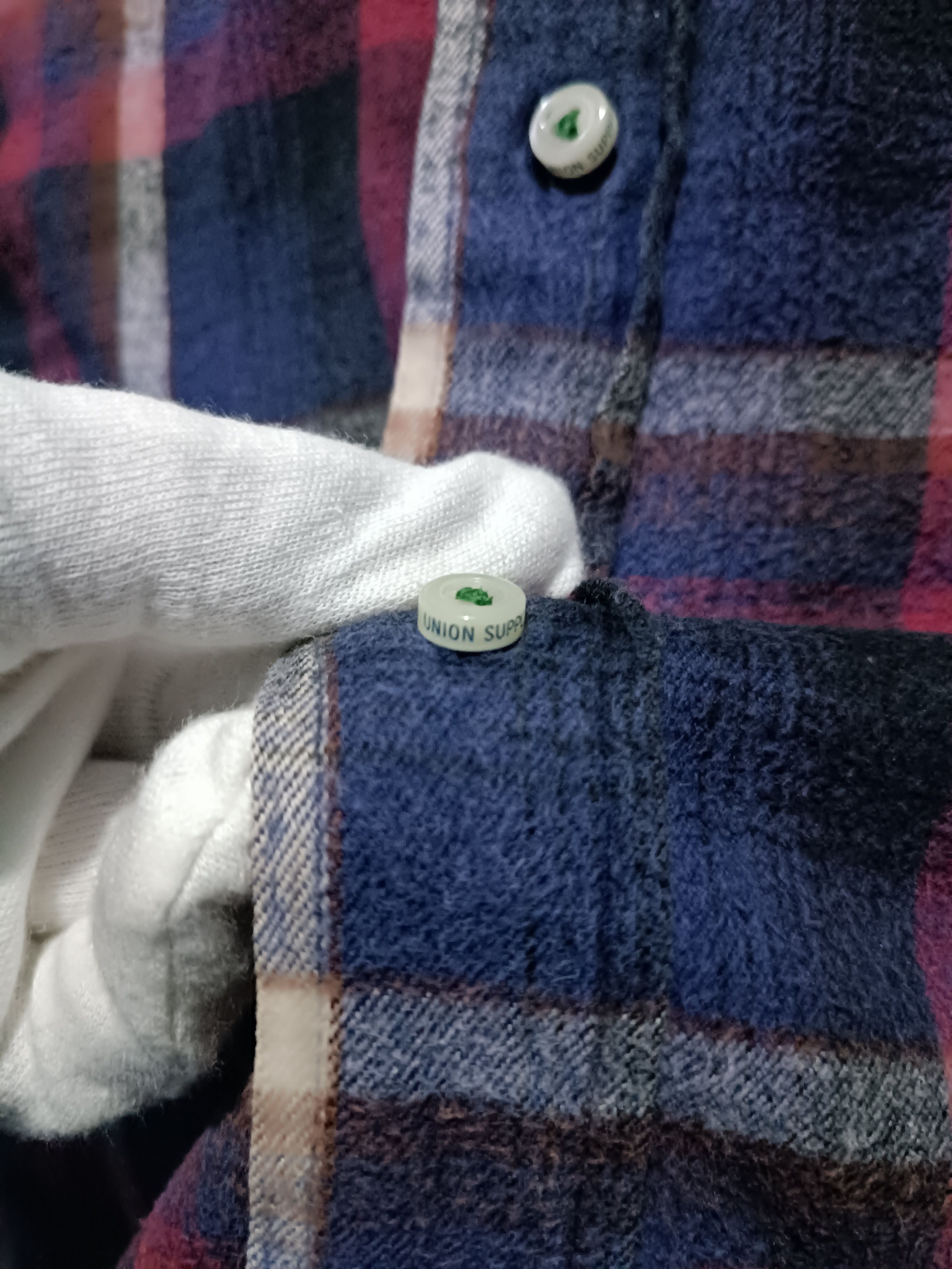 45rpm × Japanese Brand Union Supply Distressed Flannel Plaid Shirt Size US M / EU 48-50 / 2 - 4 Thumbnail