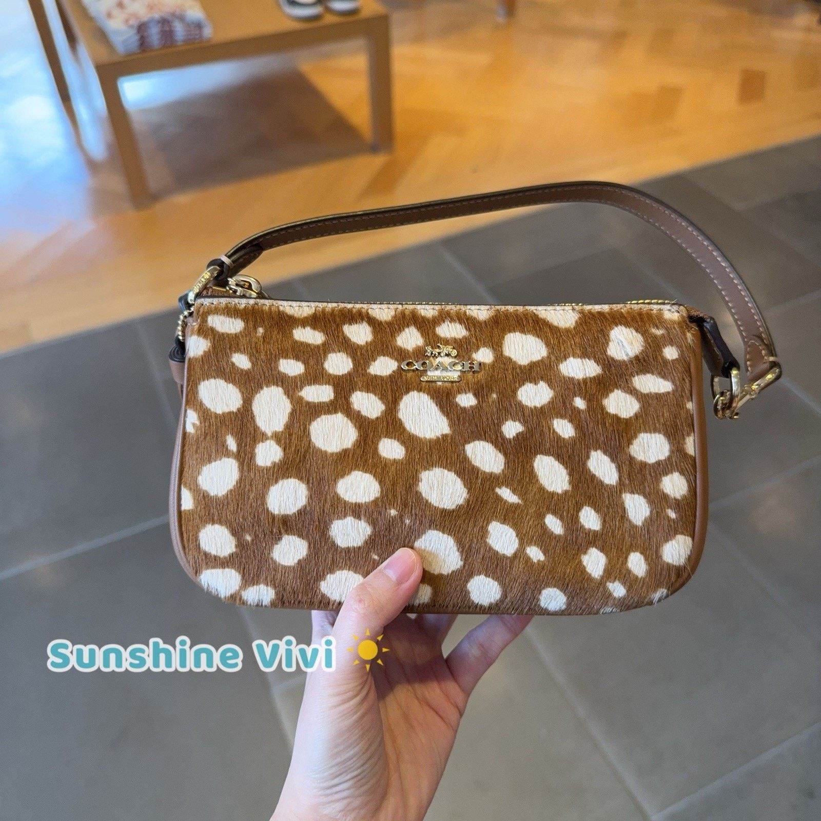 Coach NWT Coach Nolita 19 With Deer Print CDW35 Gold/Brown Leather Size ONE SIZE - 1 Thumbnail