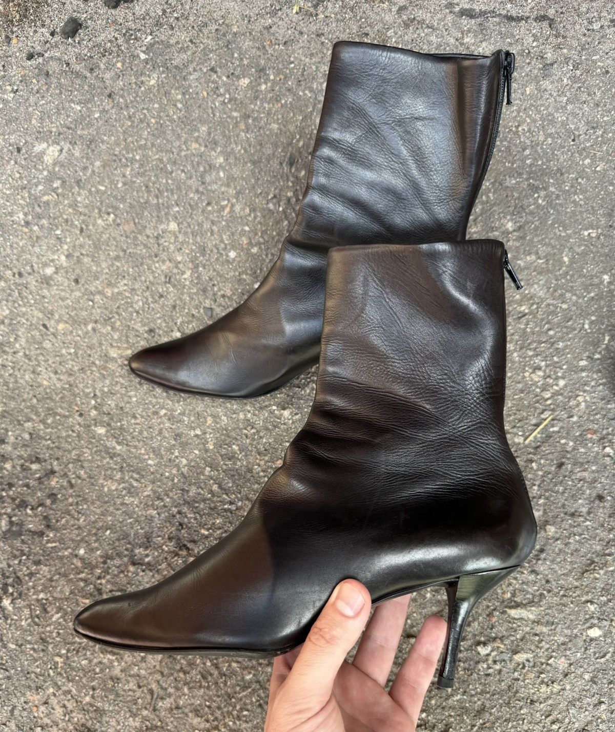Helmut Lang Helmut Lang women leather high heel boots 39 size black Size US 9 / IT 39 - 1 Thumbnail