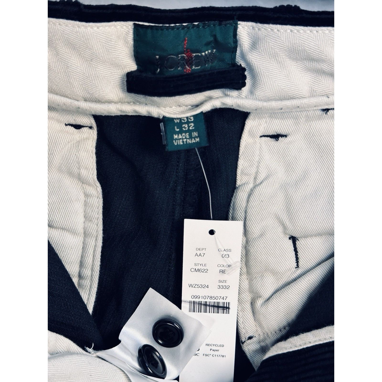 J.Crew J.CREW Classic Corduroy 10-Wale Straight Black Trouser 33x32 Size US 33 - 11 Thumbnail