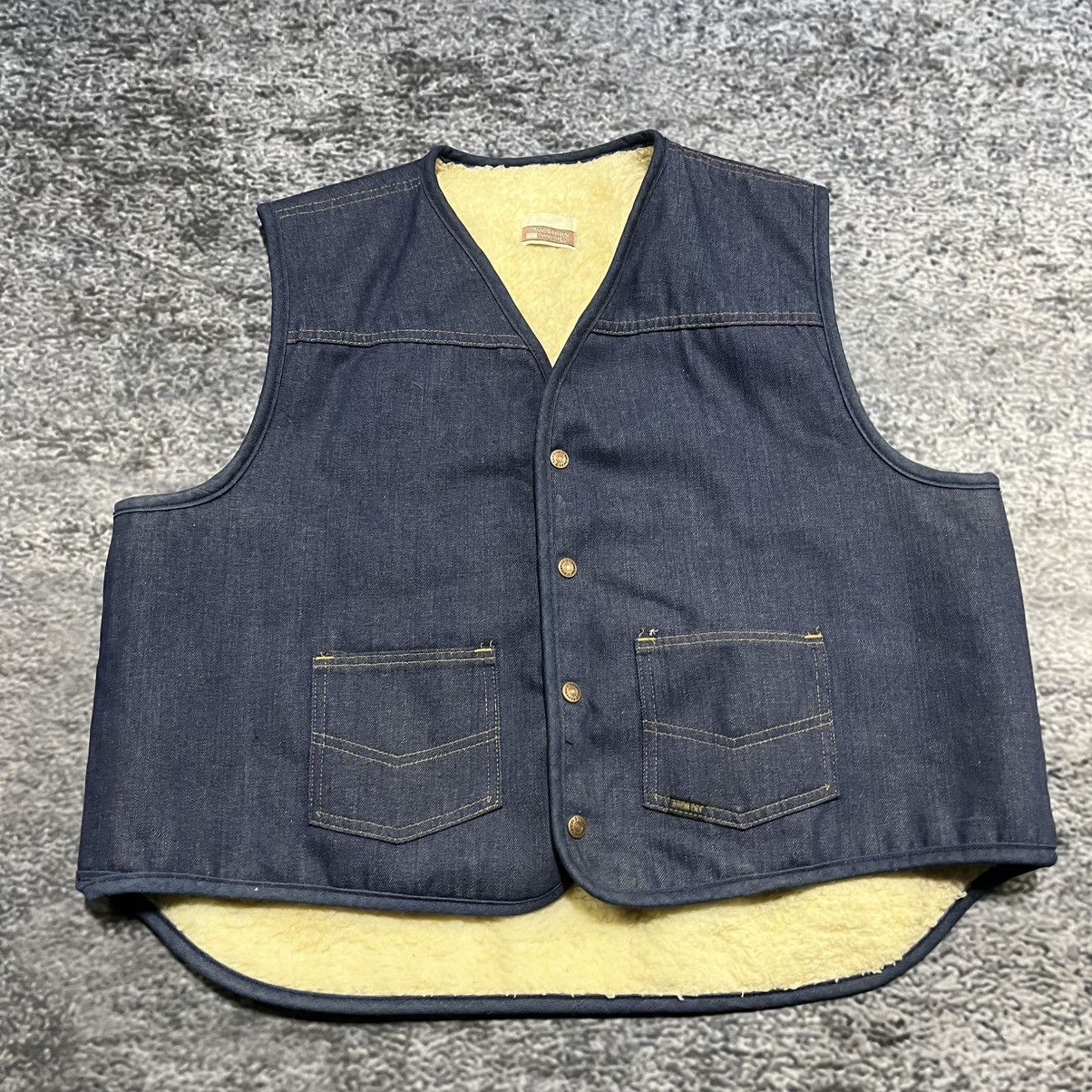 Sears Vintage Sears Roebucks Western Wear Sherpa Lined Denim Vest Size US XL / EU 56 / 4 - 3 Thumbnail