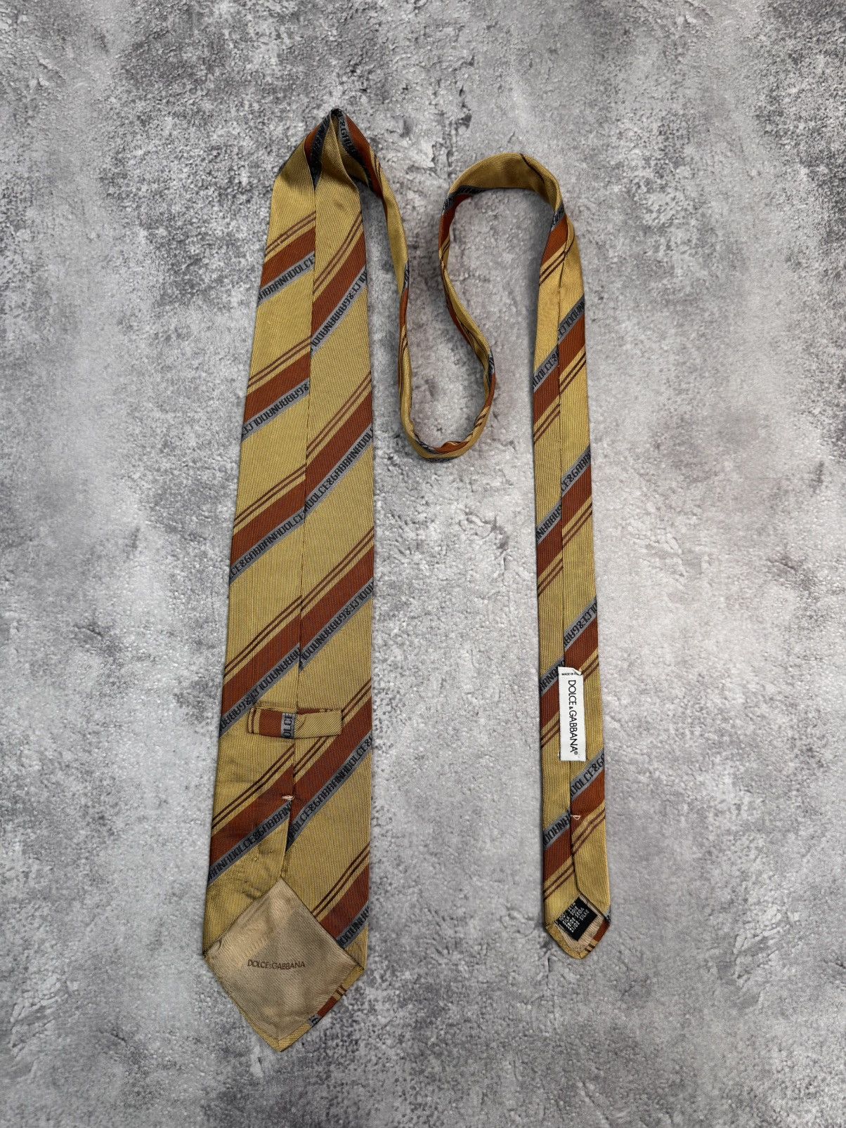 Dolce & Gabbana Dolce & Gabbana Tie Gold / Brown Logo Stripe Size ONE SIZE - 5 Thumbnail