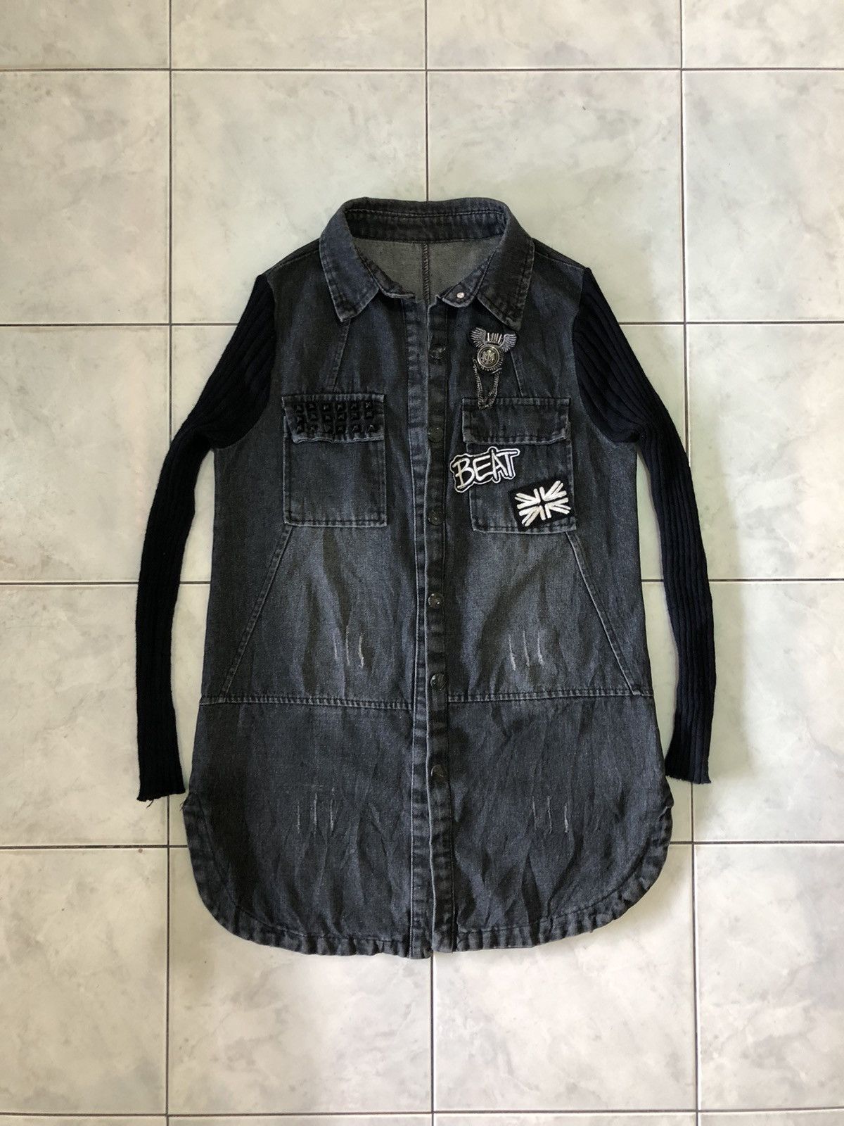 Japanese Brand Shirt Denim British Patch Pin Studed Knit Longsleeve Style Size US M / EU 48-50 / 2 - 17 Thumbnail
