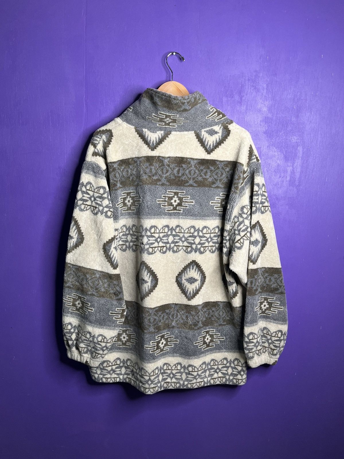 Vintage × Woolrich Woolen Mills Vintage 90s Woolrich Aztec print fleece jacket Size US XL / EU 56 / 4 - 2 Thumbnail