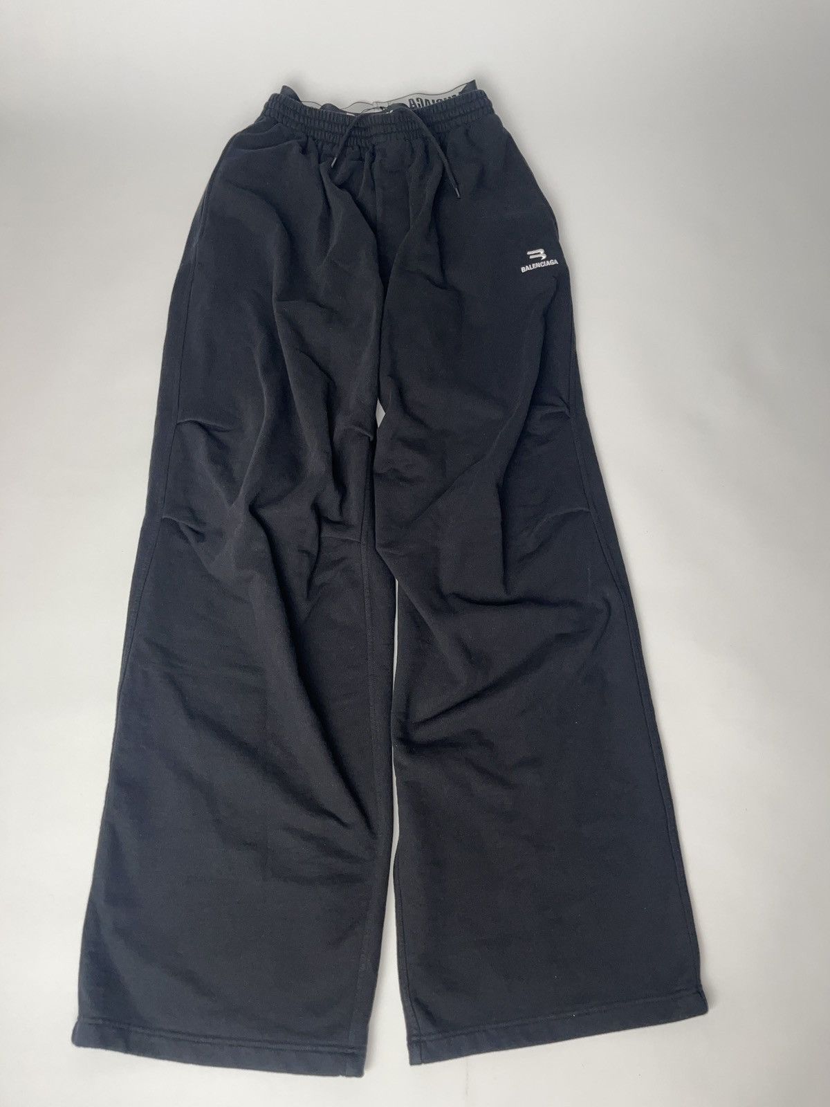 Pre-owned Balenciaga Trompe L'oeil Boxer Double Layer Sweatpants Fw21 In Black