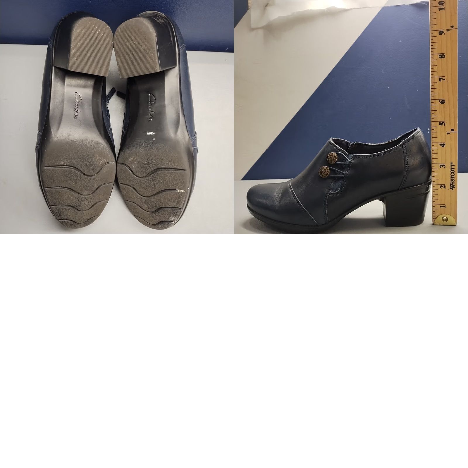 Clarks Clarks Warren Bootie Womens Size 8 Blue Pre-owned Cushioned Comfort Side Zip Winter Fall Boots Size US 8 / IT 38 - 8 Thumbnail