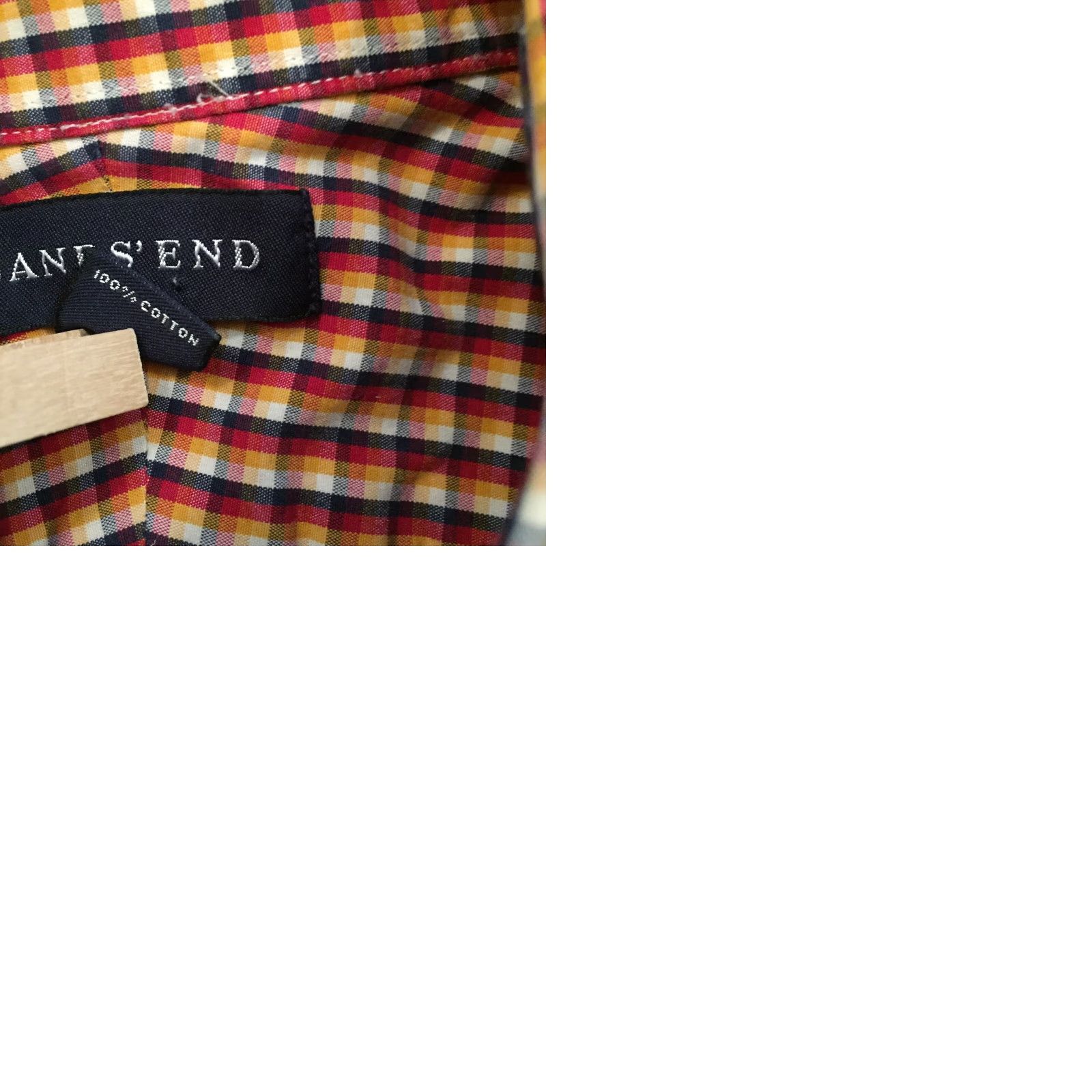 Lands' End Lands End Shirt Mens 15.5 Red Yellow Blue Plaid Long Sleeve Button Up Size US L / EU 52-54 / 3 - 9 Thumbnail