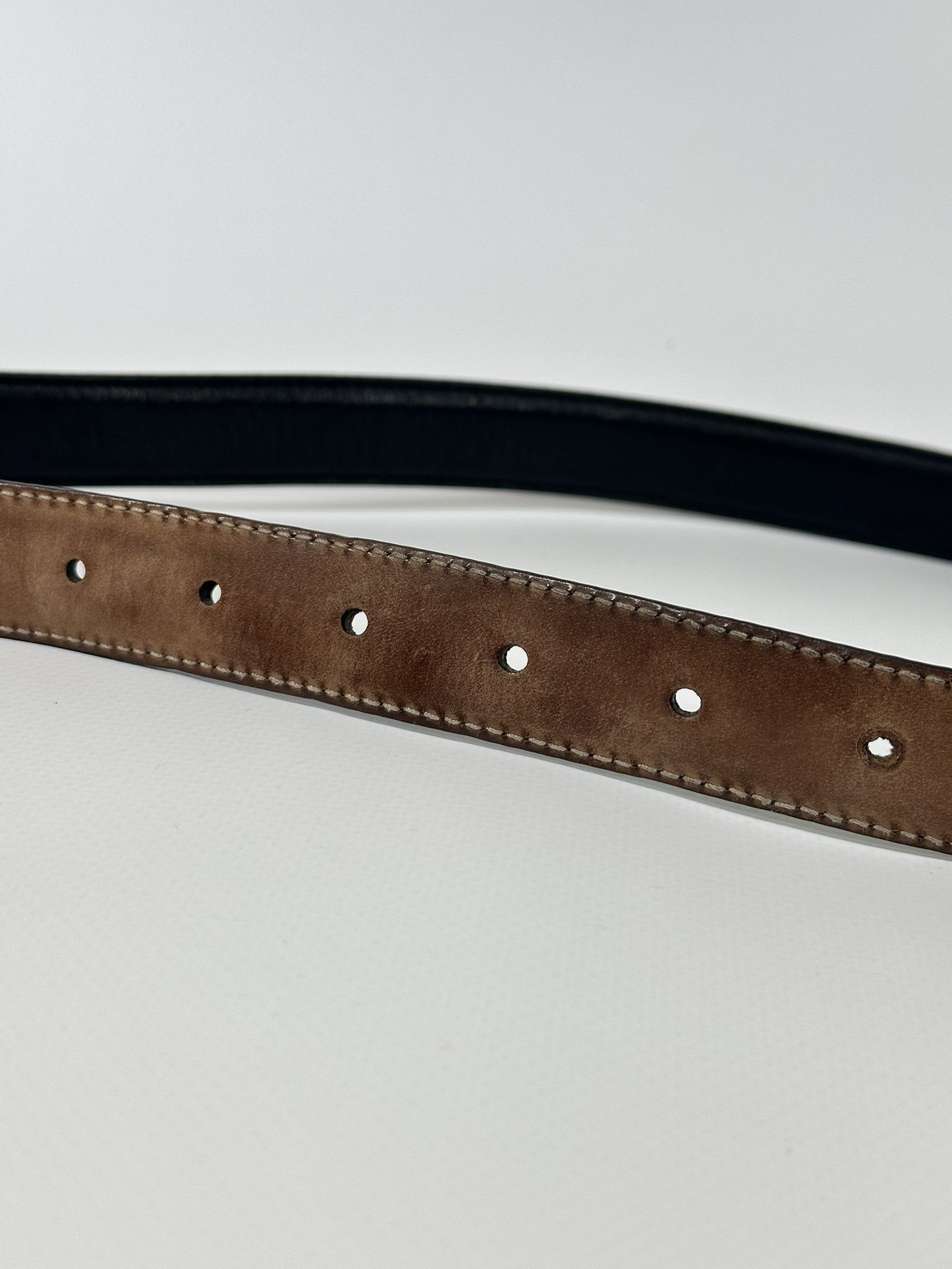 Gucci Gucci Thin Belt Black Leather Interlocking G Buckle Size ONE SIZE - 10 Thumbnail