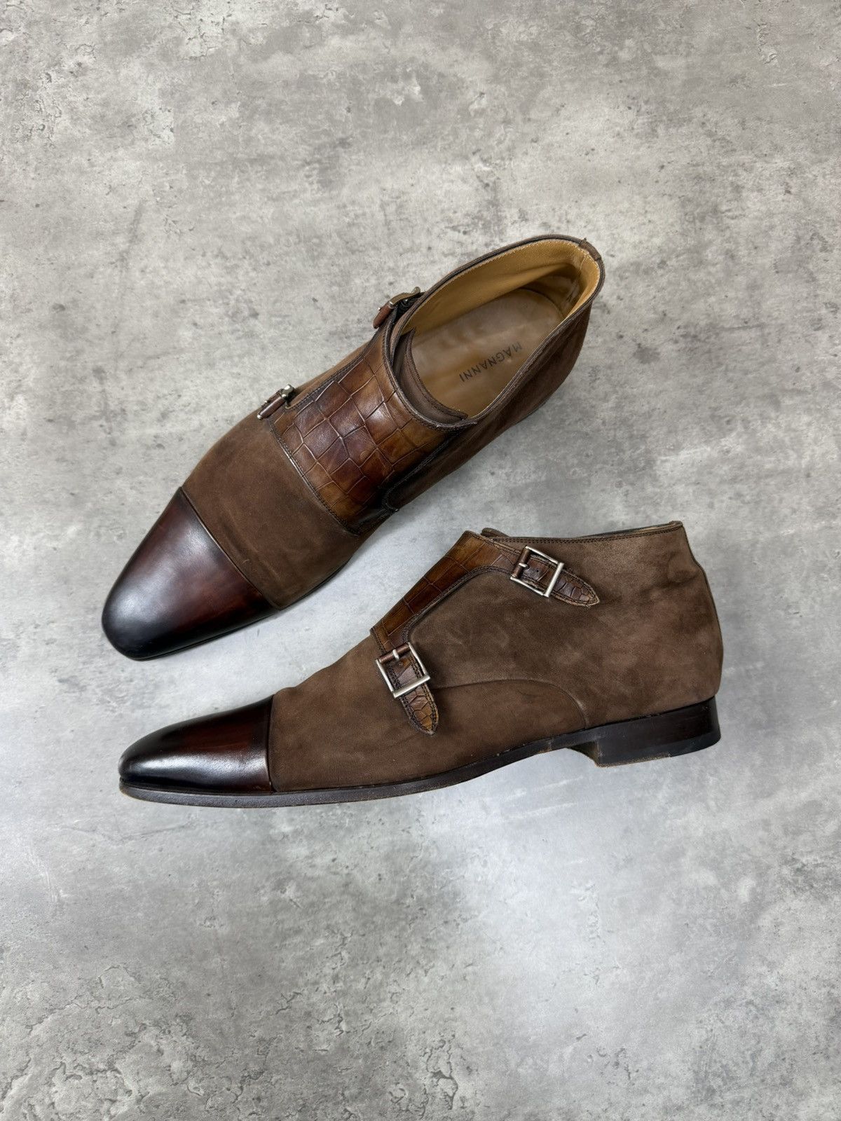 Magnanni Magnanni Double Monk Strap Ankle Boots Brown Suede Leather Size US 13 / EU 46 - 19 Thumbnail