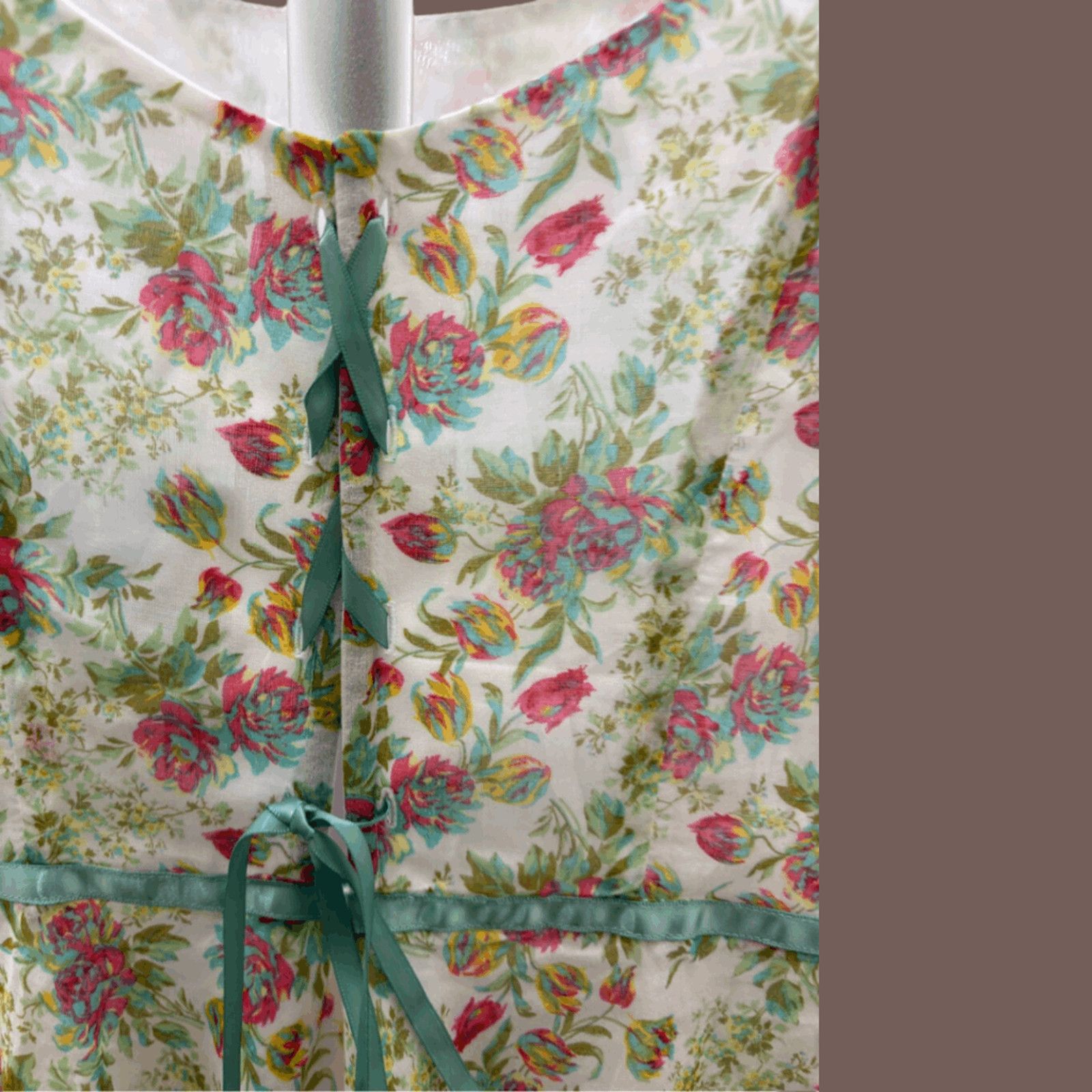 Vintage VTG Floral Midi Dress | Shoshanna Ribbon Tie | Y2K Coquette Size S / US 4 / IT 40 - 6 Thumbnail