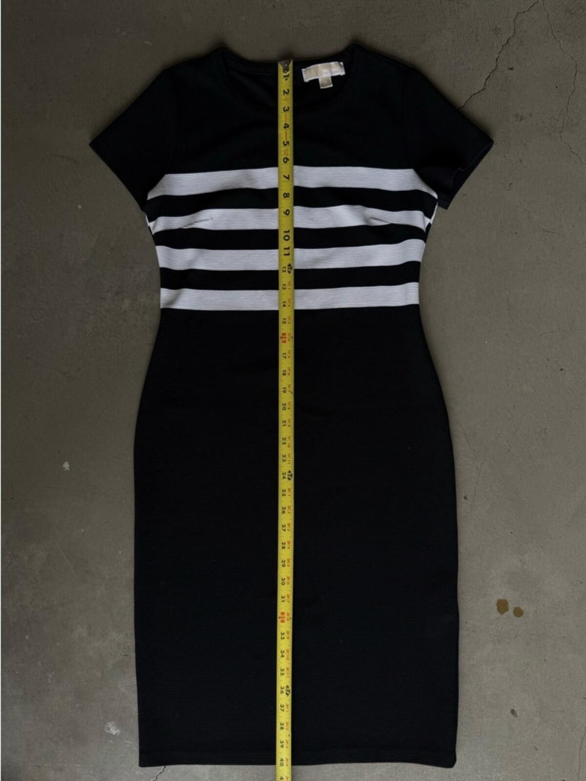 Michael Kors Michael Kors / Stripe Ribbed Midi Dress / Black White Size M / US 6-8 / IT 42-44 - 3 Thumbnail