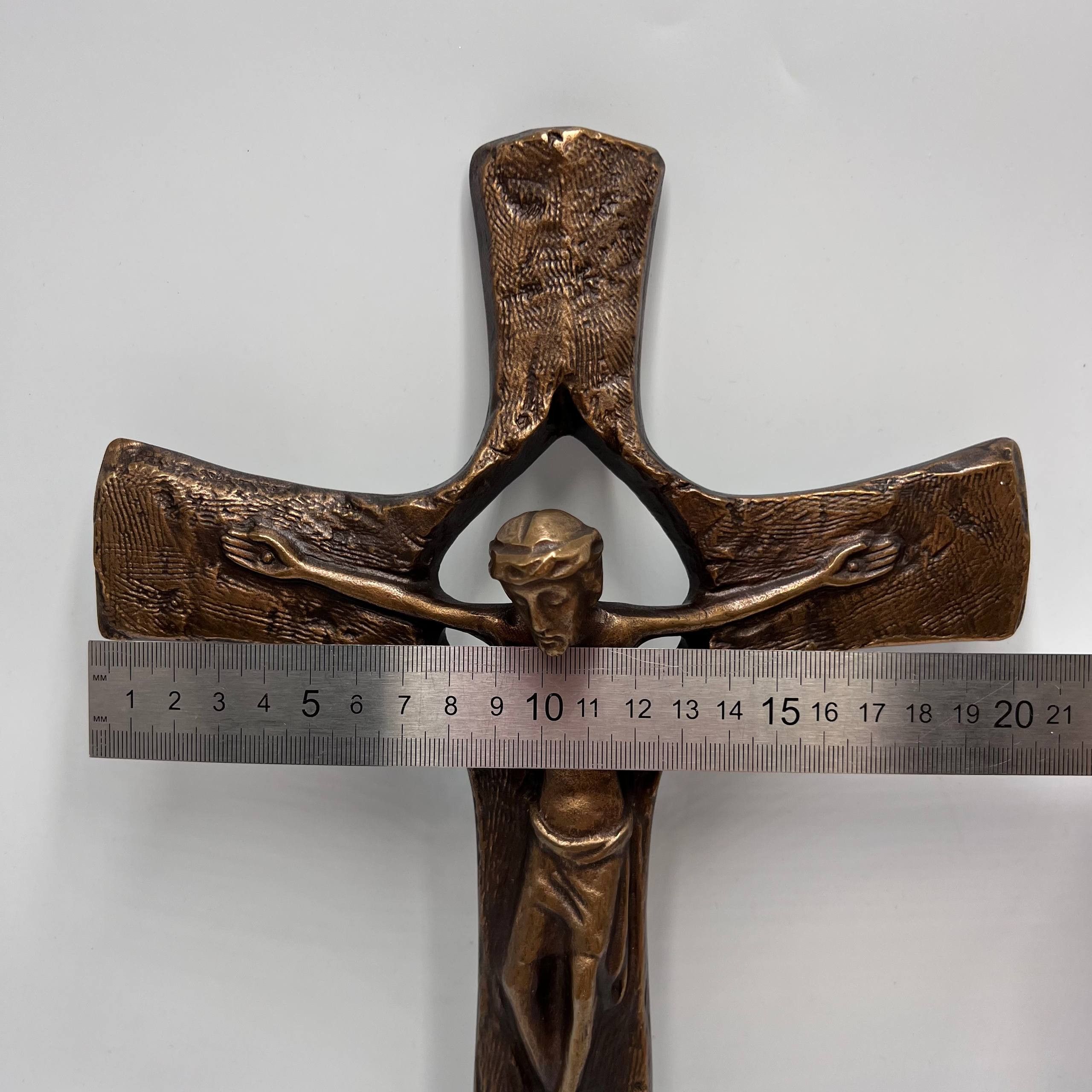 Vintage Vintage Solid Bronze Crucifix Large 30x20 Jesus Cross Gift Size ONE SIZE - 10 Thumbnail