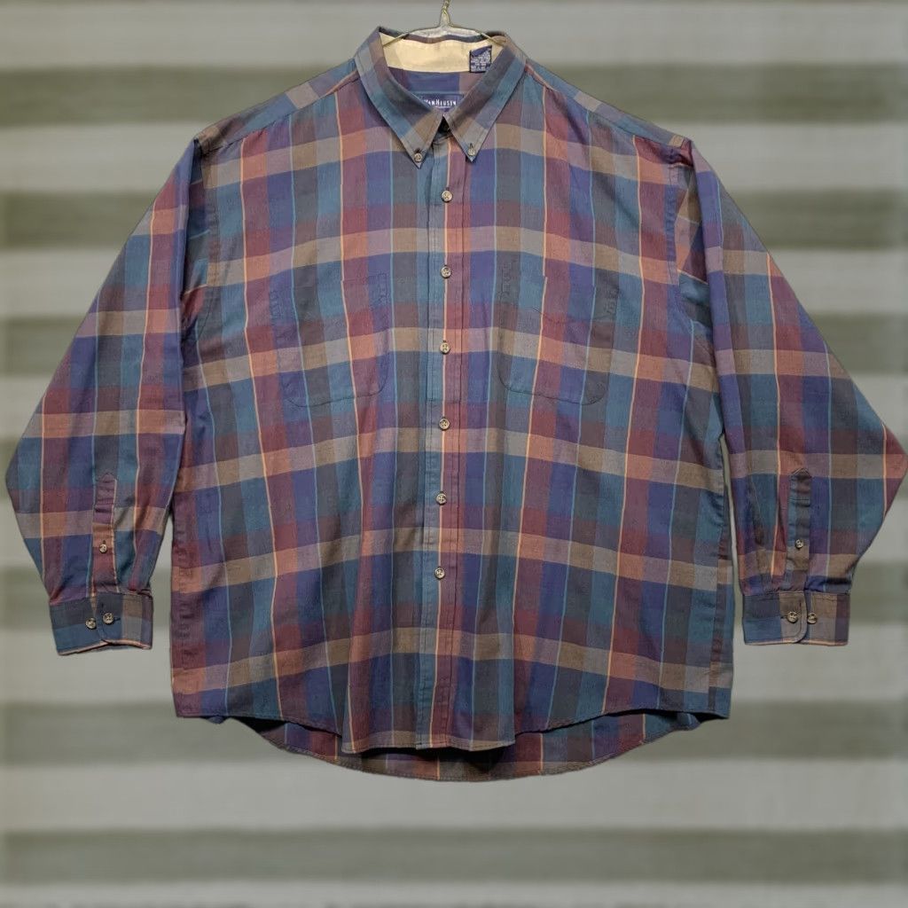 Van Heusen VAN HEUSEN Button Shirt Men XL Plaid Multi-Color Button-Down Collar 2 Pockets Shirt Mens XL Plaid Multicolor Button-Down Size US XL / EU 56 / 4 - 1 Thumbnail