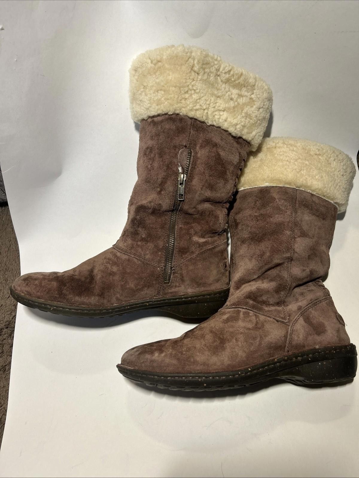 Ugg UGG Karyn Cuffed Suede Sheepskin Boots Sz 10 Brown Mid Calf Size US 10 / IT 40 - 3 Thumbnail