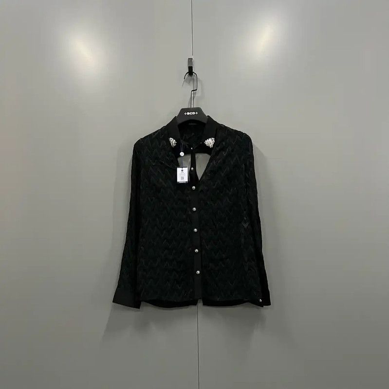Versace Versace Black Cotton Long Sleeve Shirt 0089 Size ONE SIZE - 1 Thumbnail