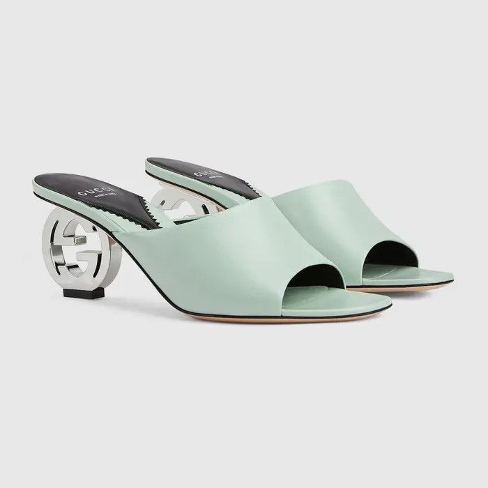 Gucci o1s1wg110225 Interlocking G Heel Sandals in Light Green Size US 9.5 / IT 39.5 - 2 Thumbnail